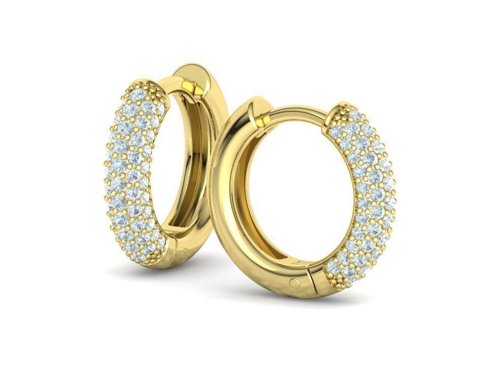 15mm Diamond Hoop Earrings Round Hoops