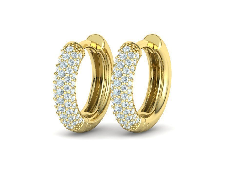 15mm Diamond Hoop Earrings Round Hoops