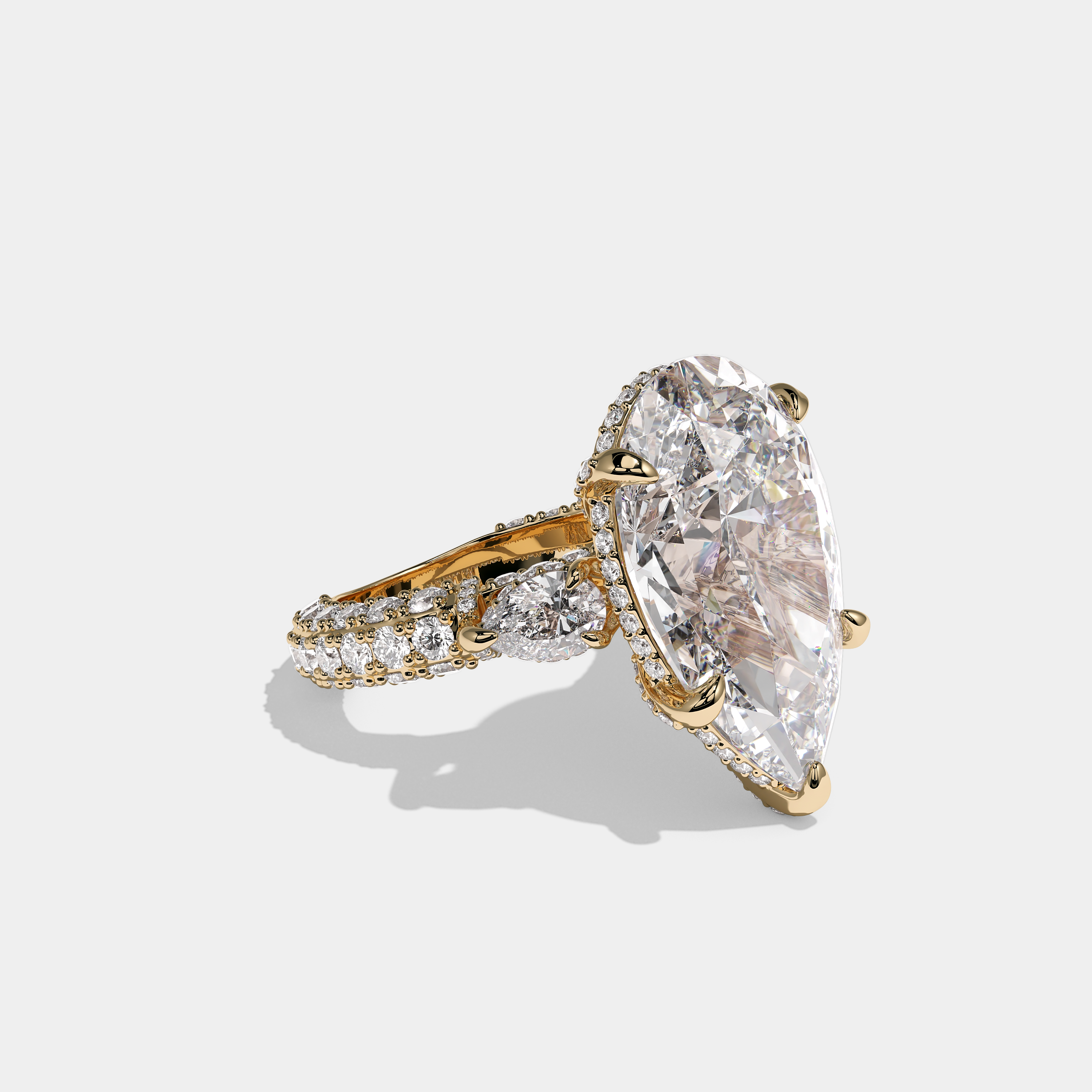 Alexandra Elanor Diamond Pear Halo Engagement Ring 18K Yellow Gold 14.00ct