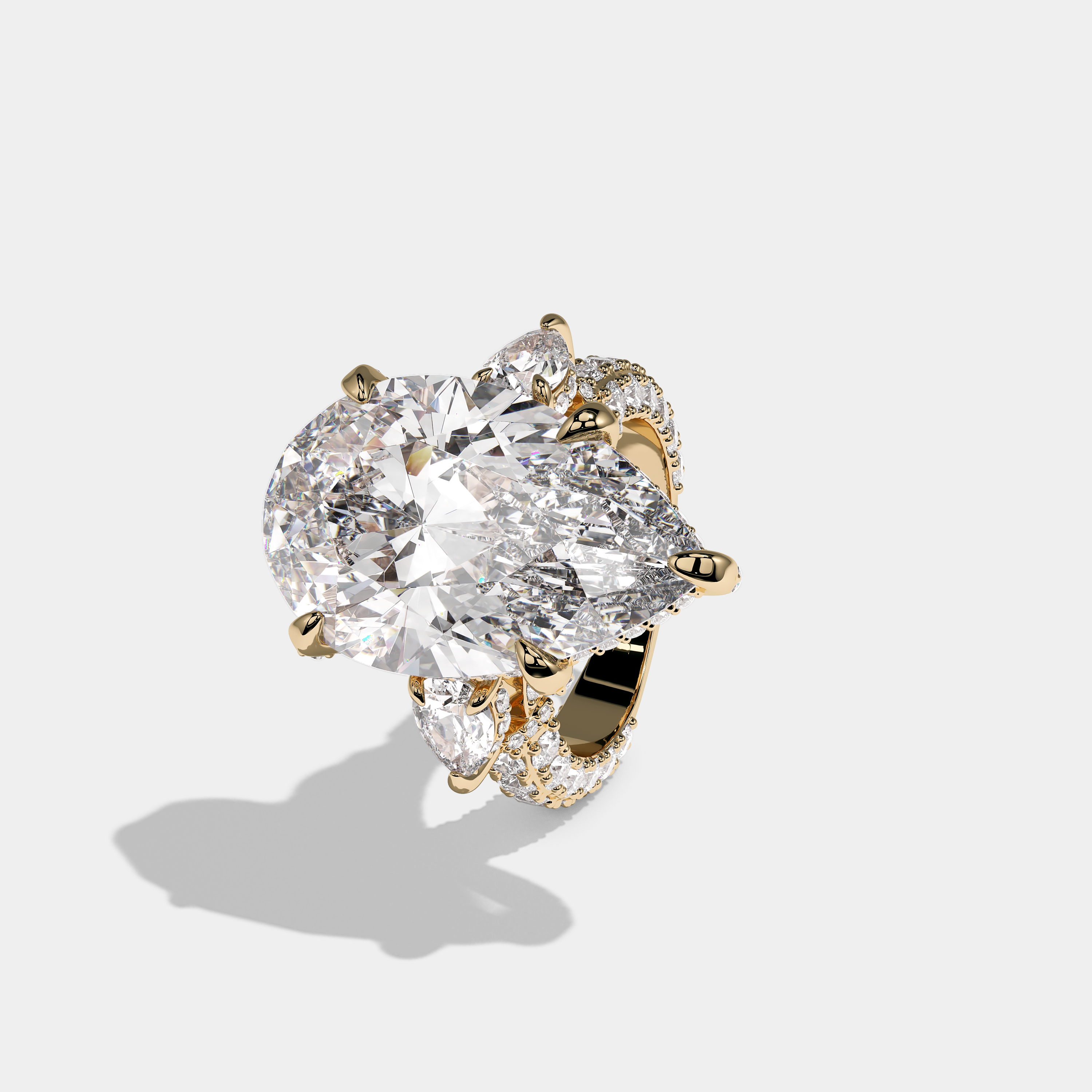 Alexandra Elanor Diamond Pear Halo Engagement Ring 18K Yellow Gold 14.00ct