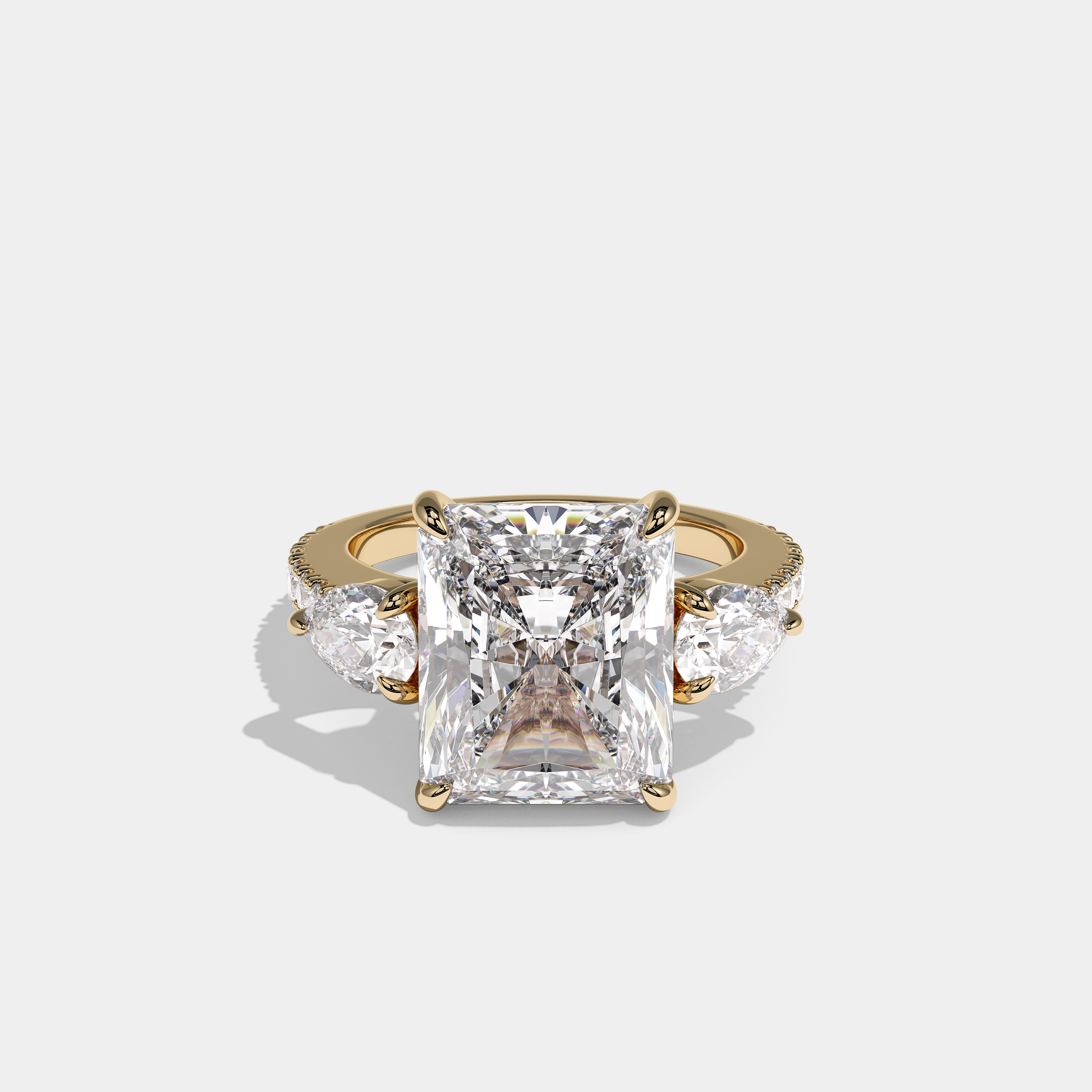 Aurelle Royale Diamond Radiant Halo Engagement Ring 18K Yellow Gold 11.00ct
