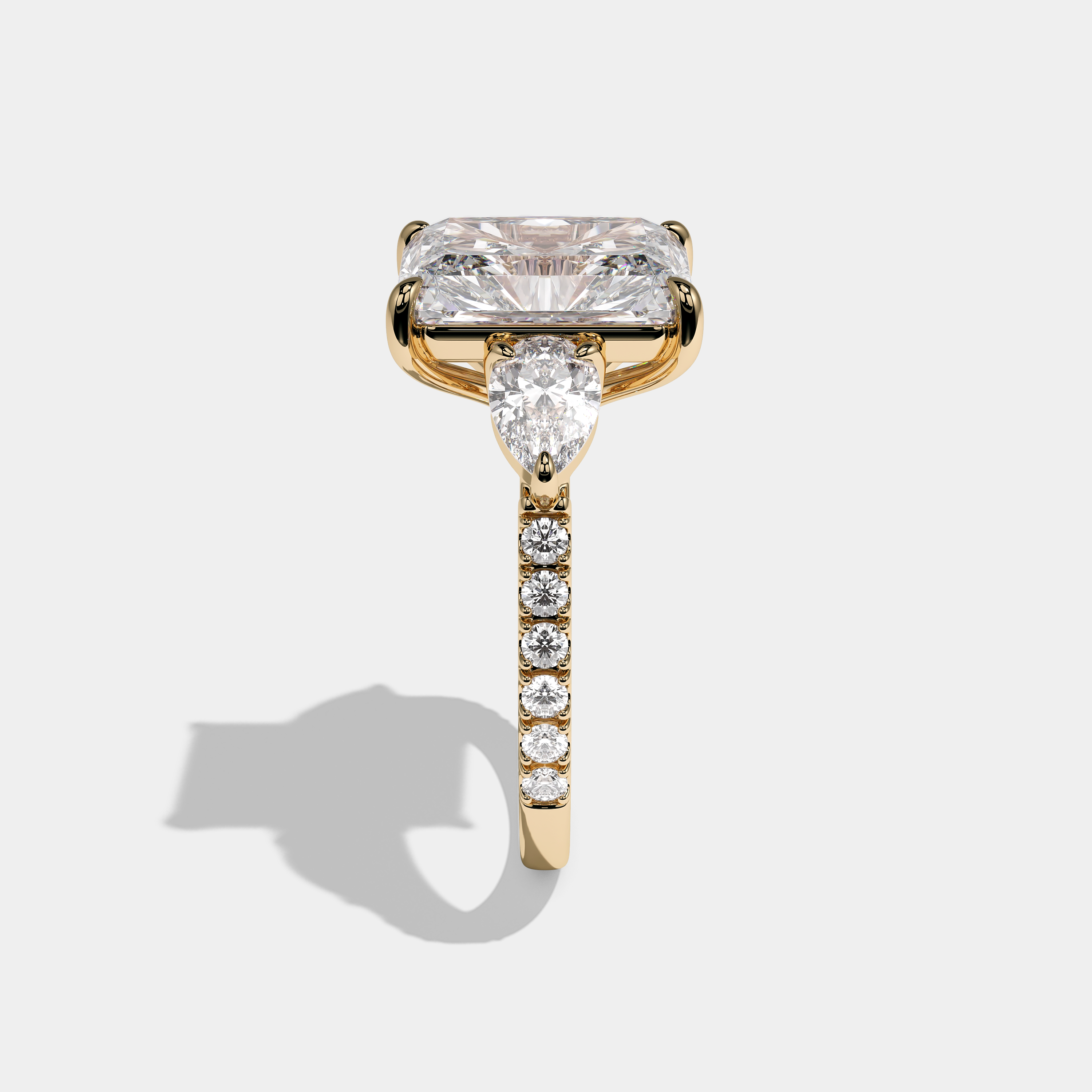 Aurelle Royale Diamond Radiant Halo Engagement Ring 18K Yellow Gold 11.00ct