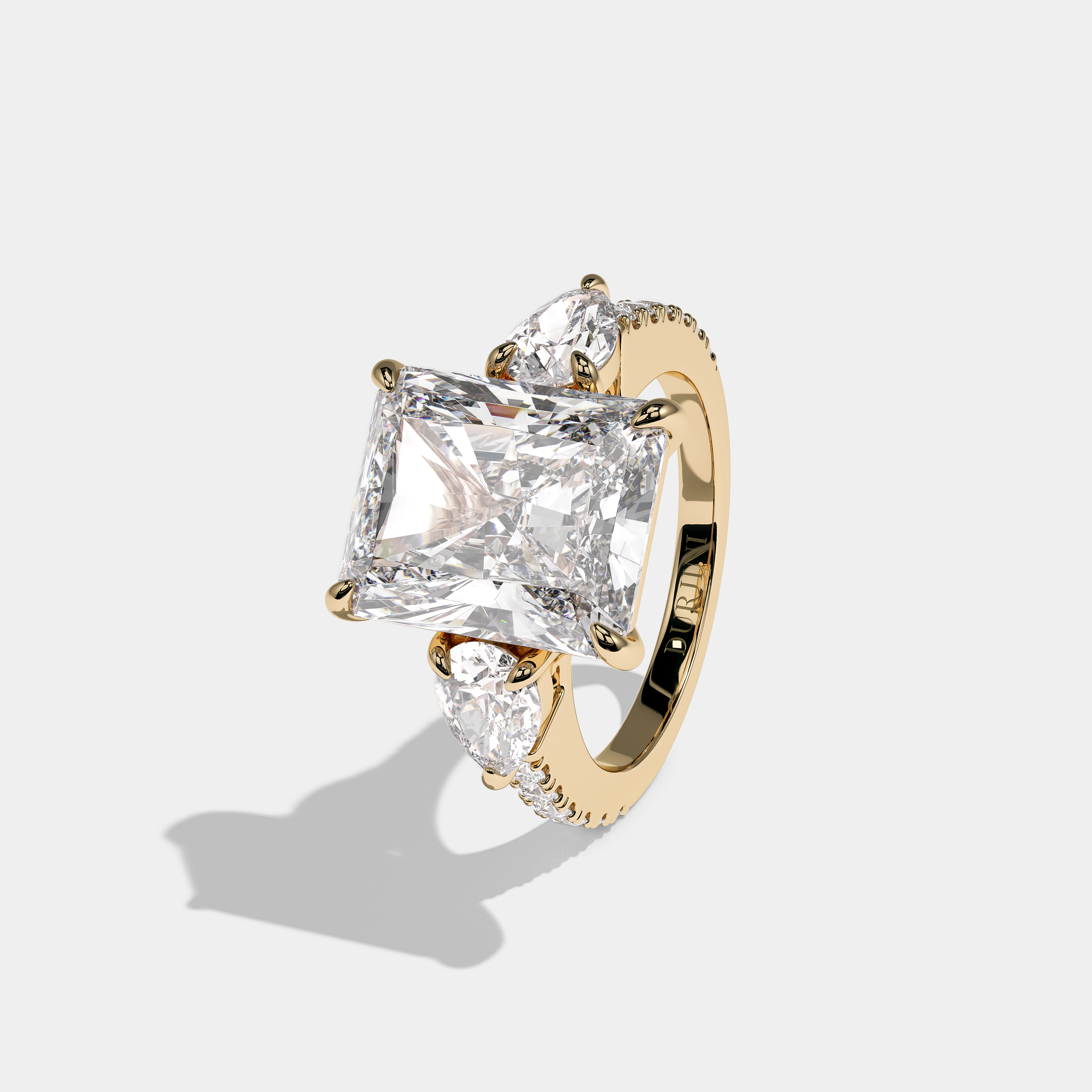 Aurelle Royale Diamond Radiant Halo Engagement Ring 18K Yellow Gold 11.00ct