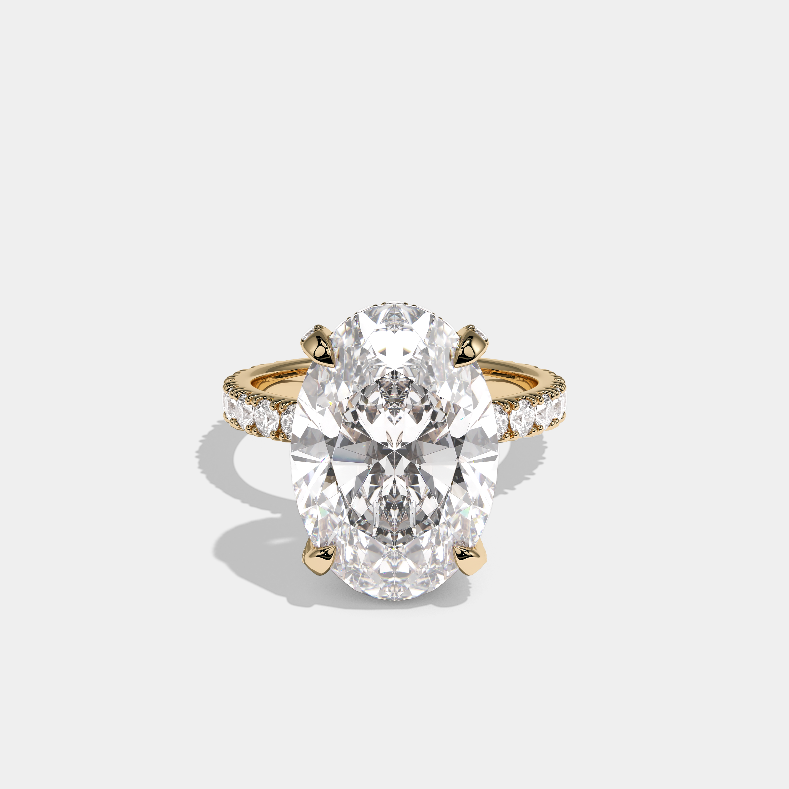 Aveline Royale Diamond Oval Halo Engagement Ring 18K Yellow Gold 12.00ct
