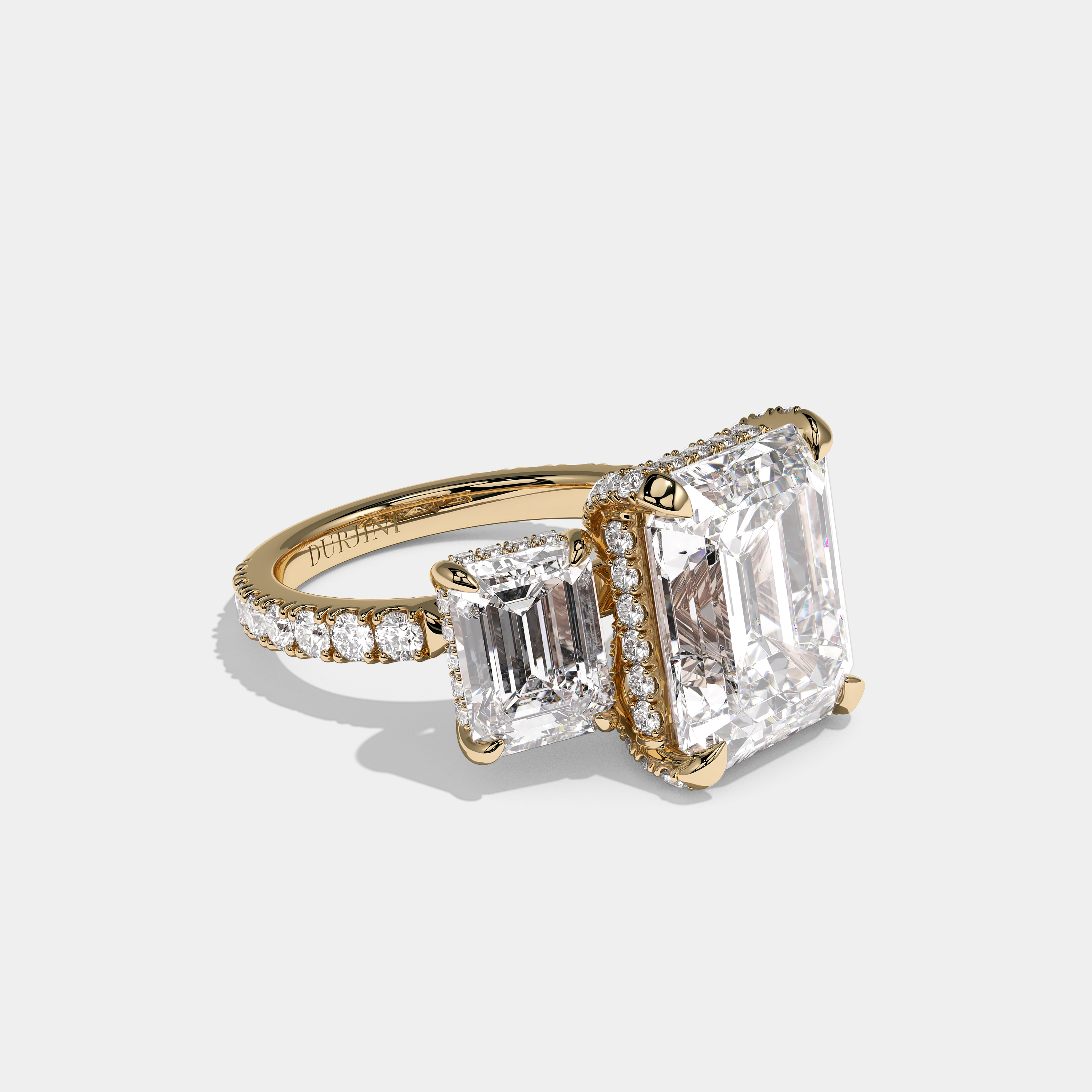 Marcellin Royale Diamond Emerald Halo Engagement Ring 18K Yellow Gold 25.00ct