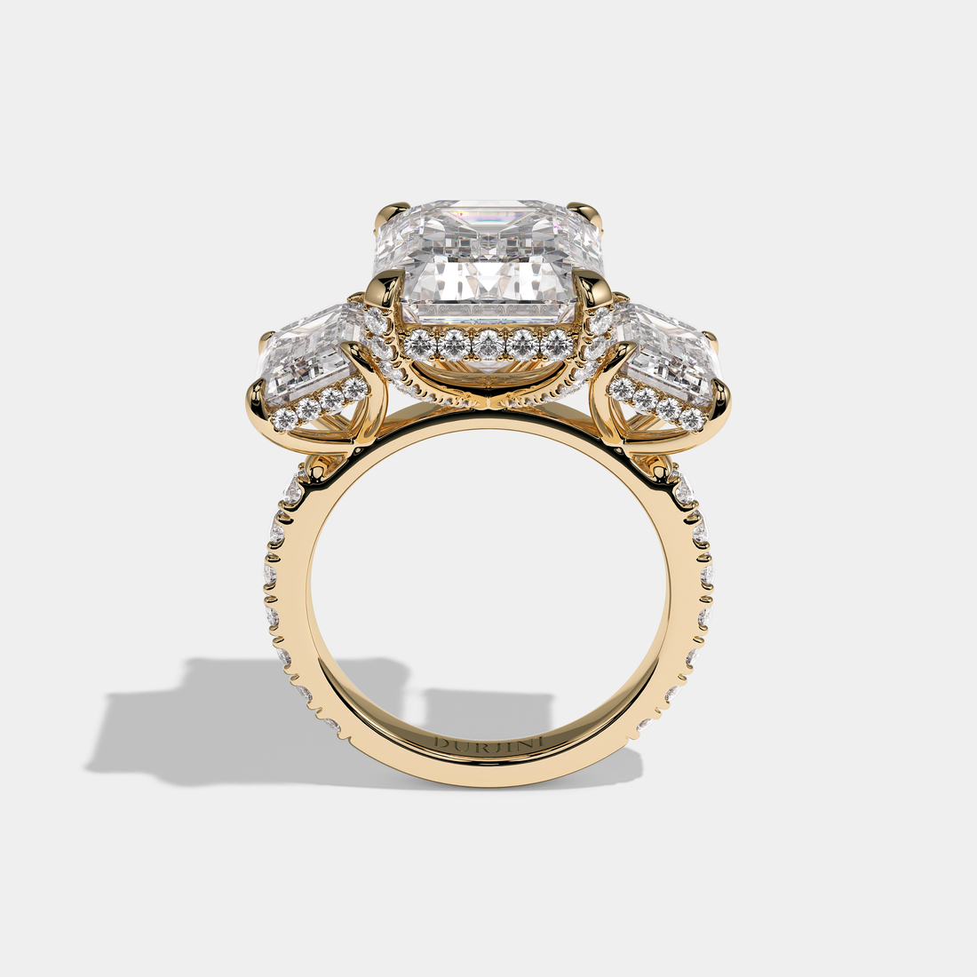 Marcellin Royale Diamond Emerald Halo Engagement Ring 18K Yellow Gold 25.00ct