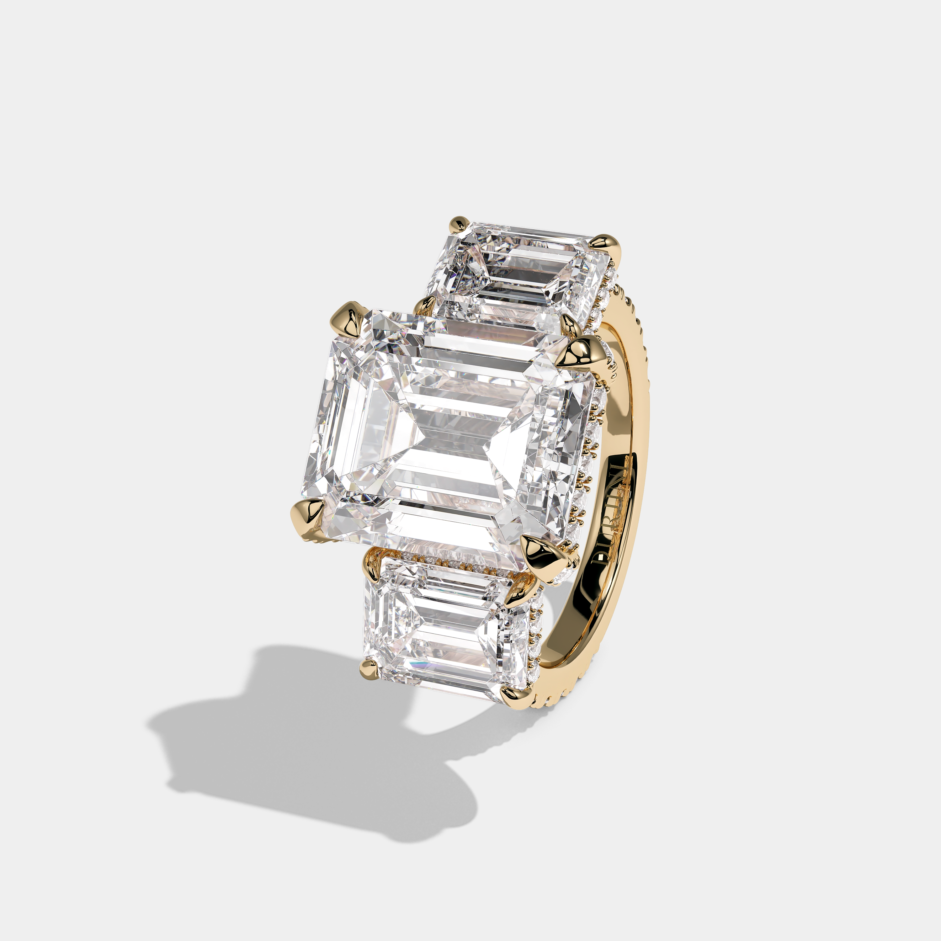 Marcellin Royale Diamond Emerald Halo Engagement Ring 18K Yellow Gold 25.00ct