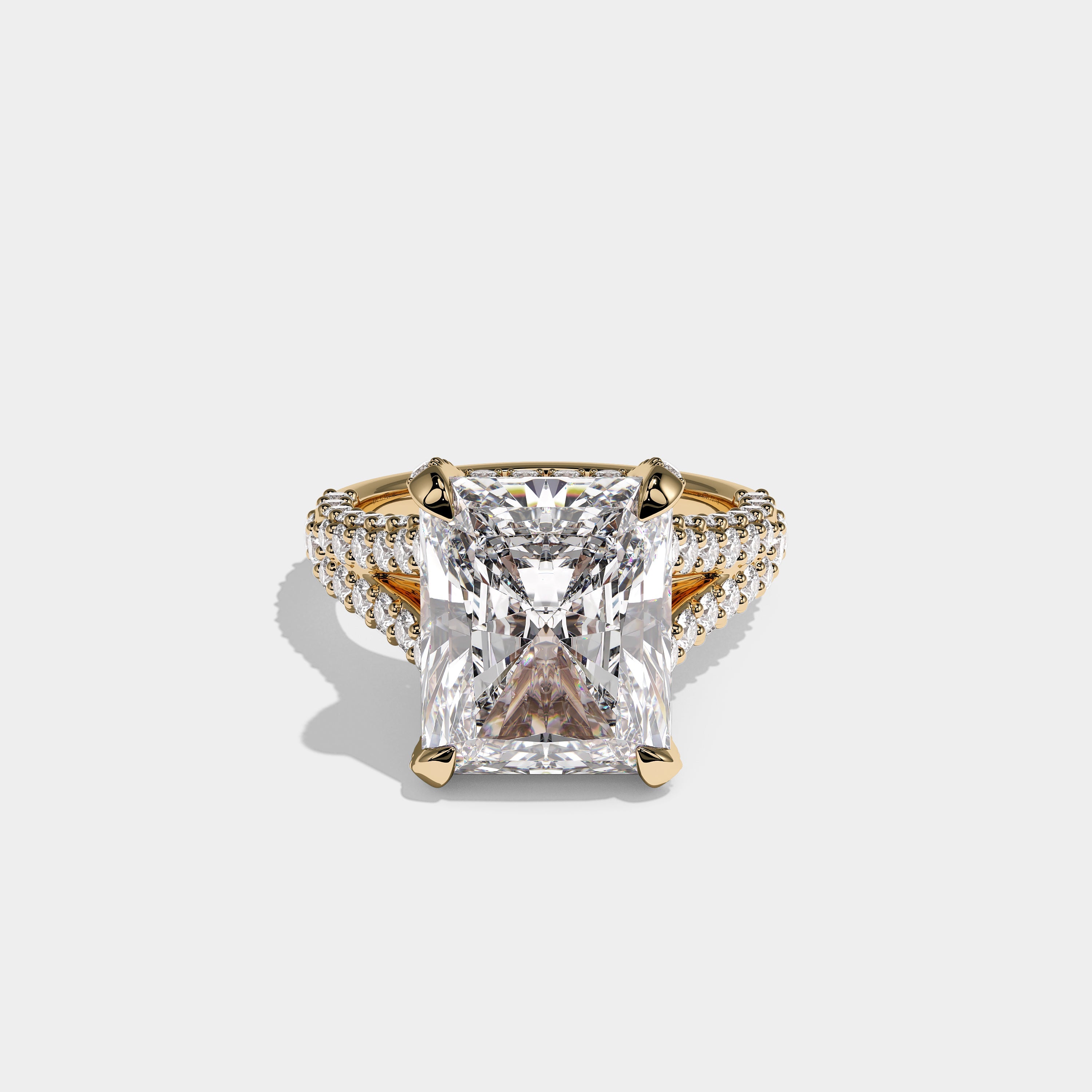Elowen Royale Diamond Radiant Halo Engagement Ring 18K Yellow Gold 12.00ct