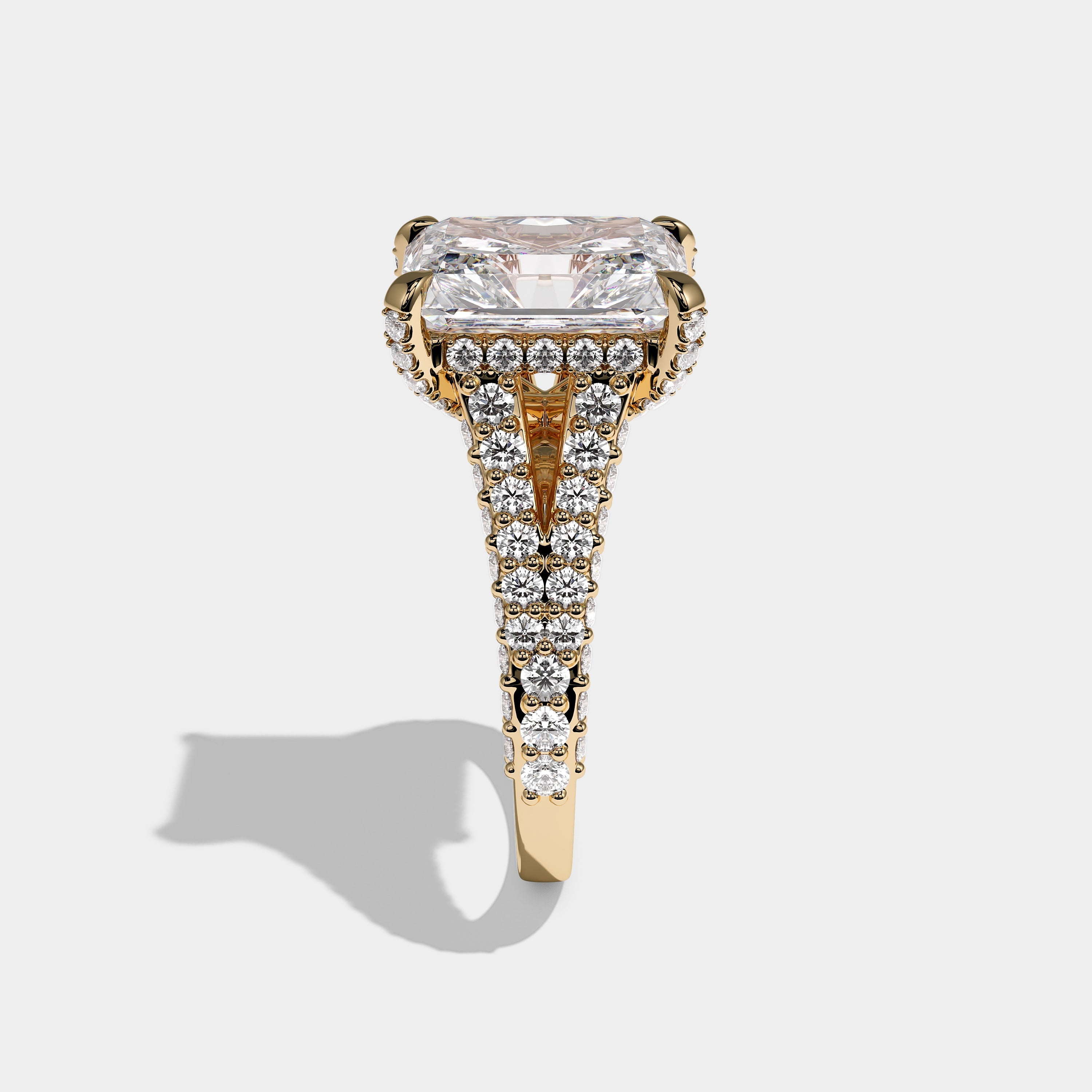 Elowen Royale Diamond Radiant Halo Engagement Ring 18K Yellow Gold 12.00ct