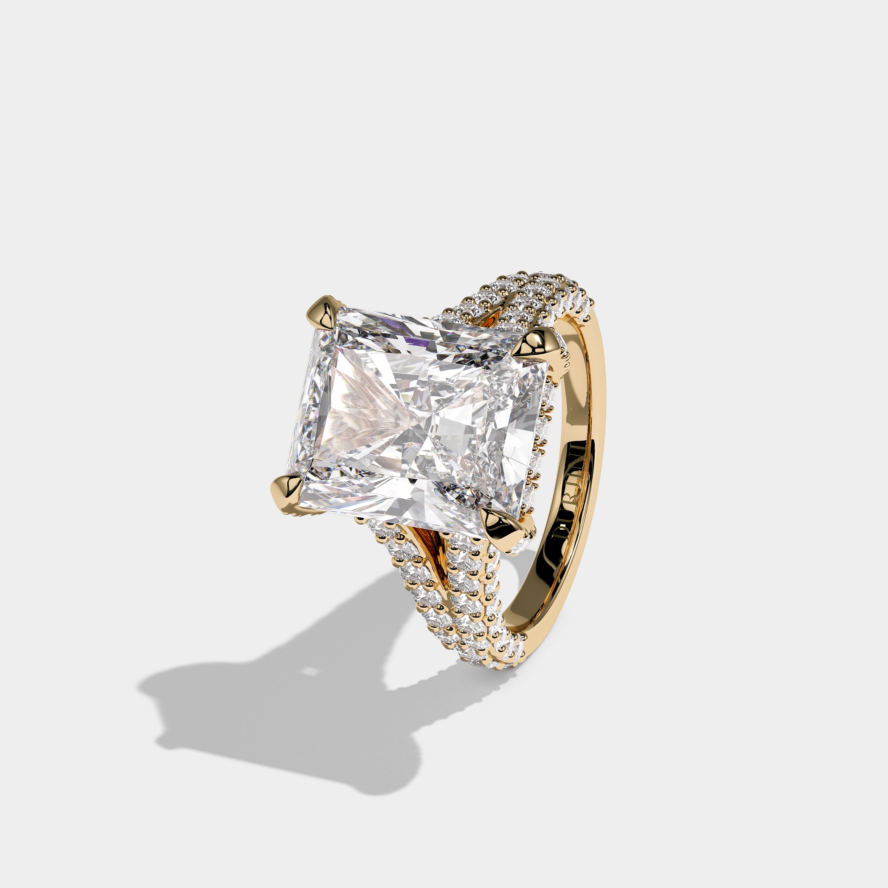 Elowen Royale Diamond Radiant Halo Engagement Ring 18K Yellow Gold 12.00ct