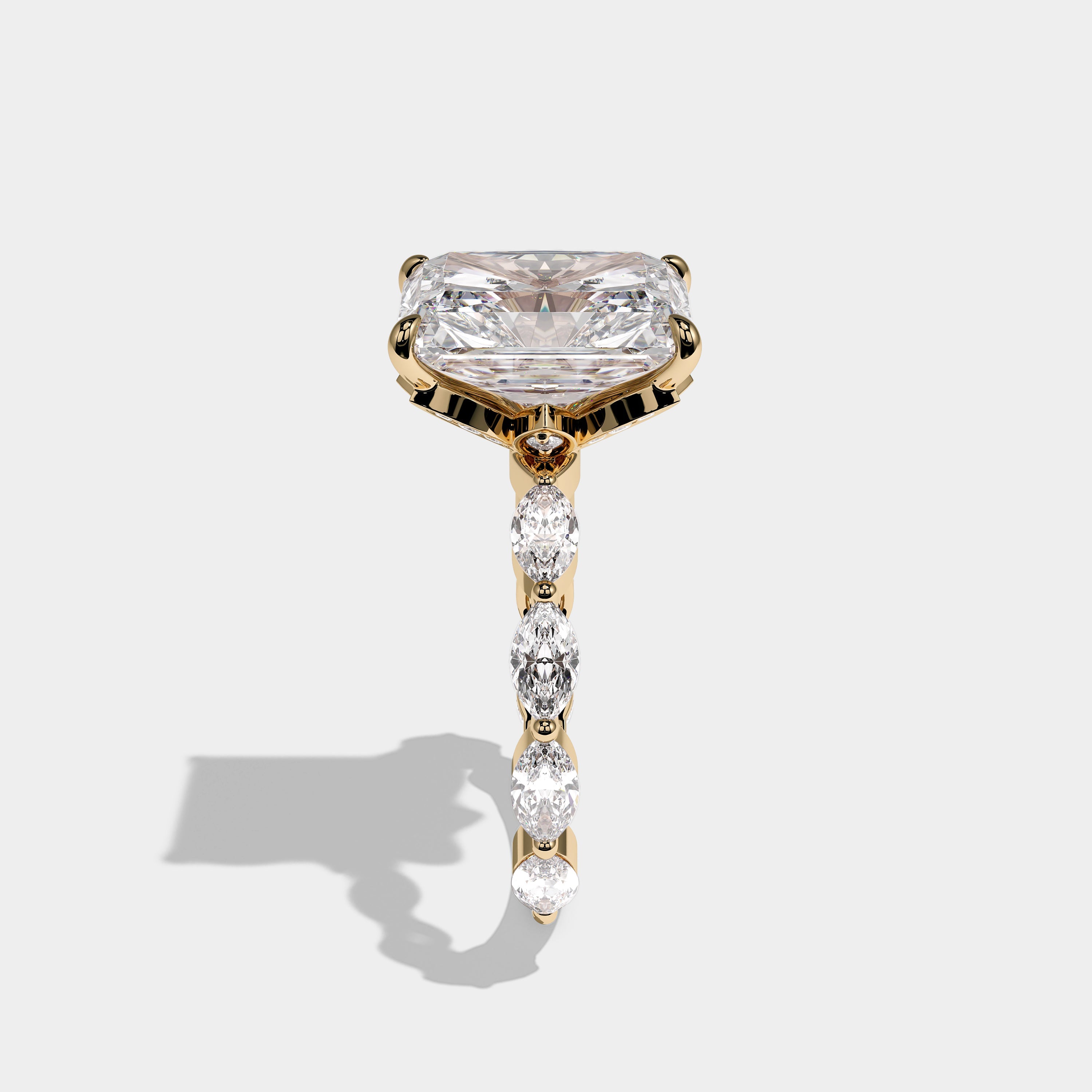 Caelmont Royale Diamond Radiant Engagement Ring 18K Yellow Gold 10.00ct