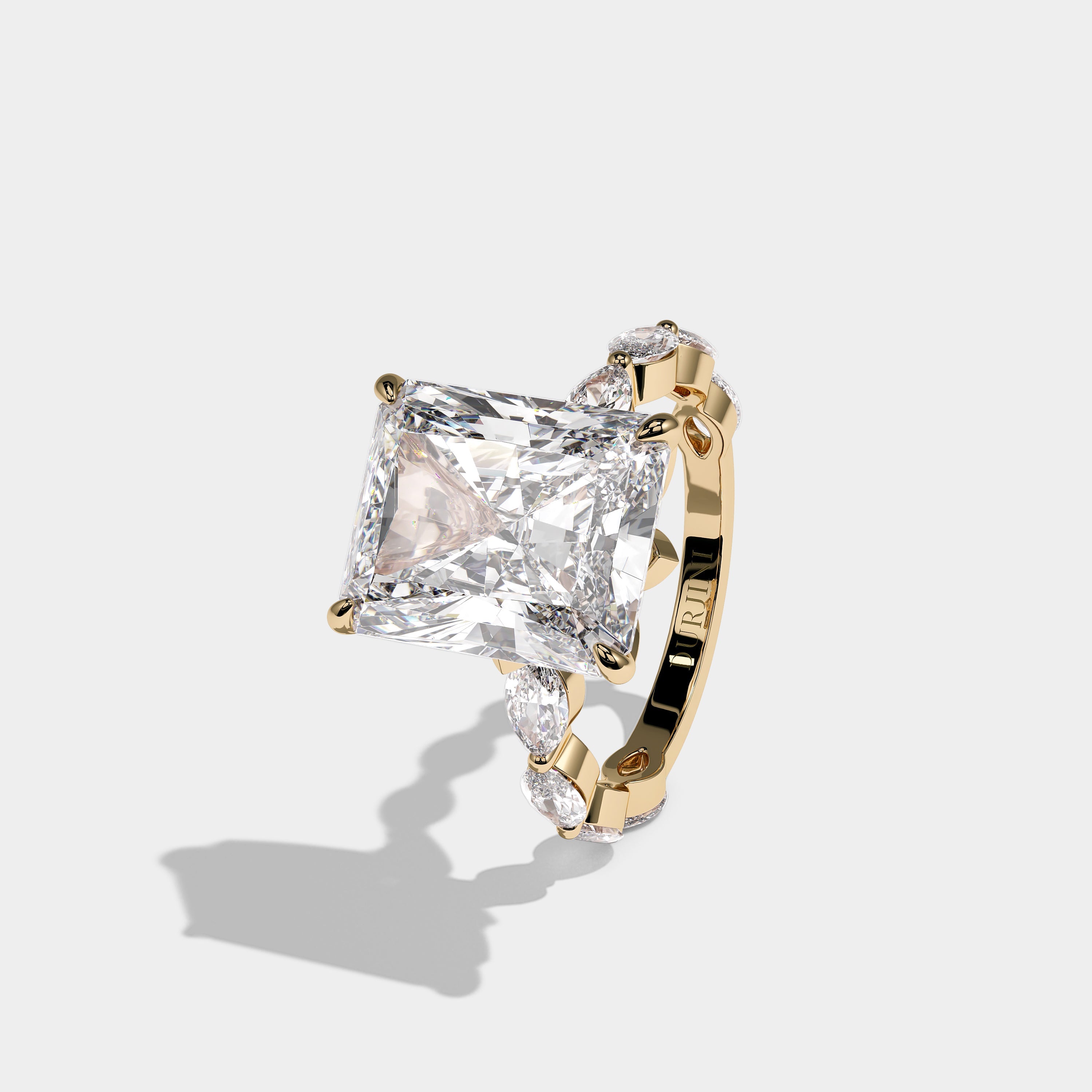 Caelmont Royale Diamond Radiant Engagement Ring 18K Yellow Gold 10.00ct