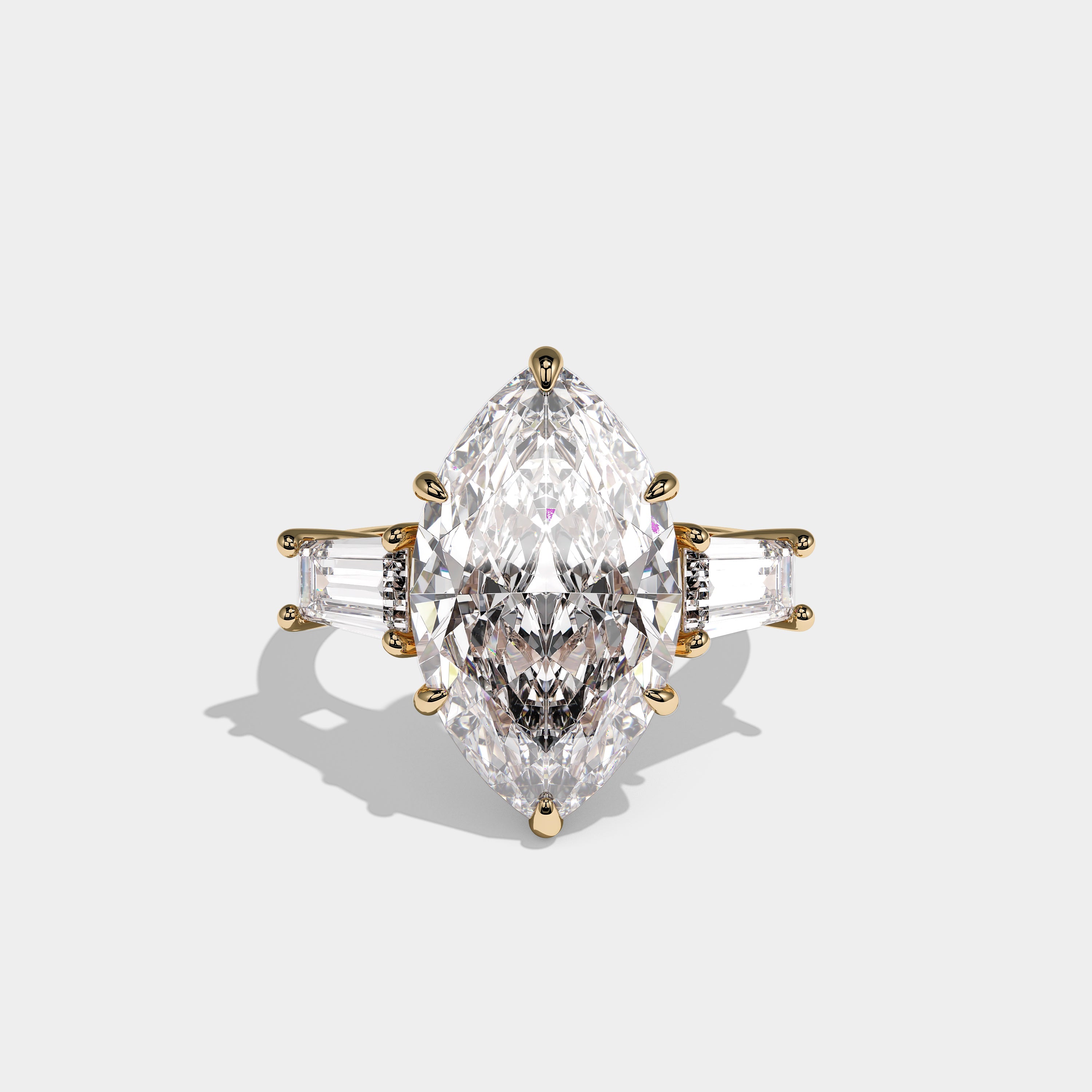 Orvella Royale Diamond Marquise Engagement Ring 18K Yellow Gold 12.00ct