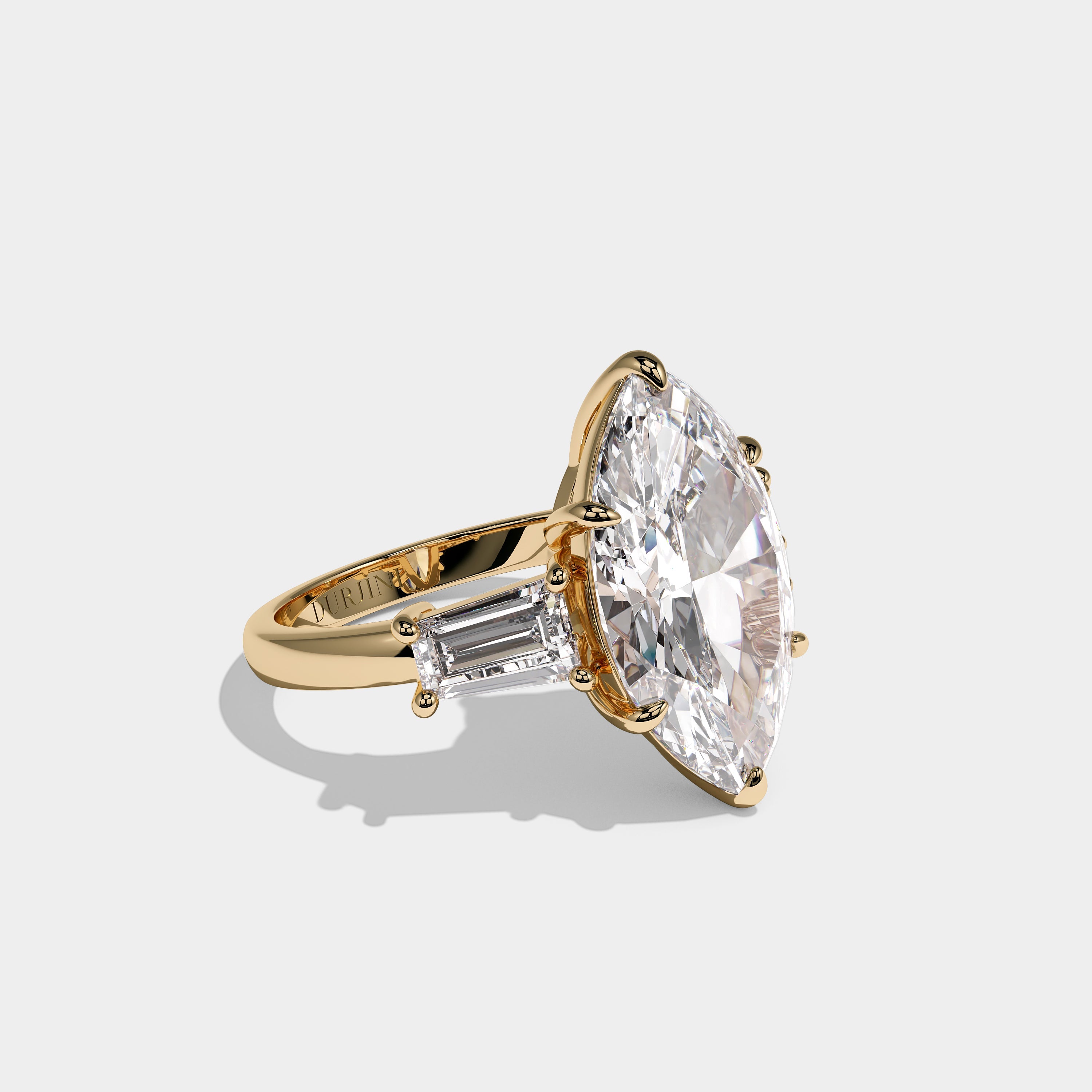 Orvella Royale Diamond Marquise Engagement Ring 18K Yellow Gold 12.00ct