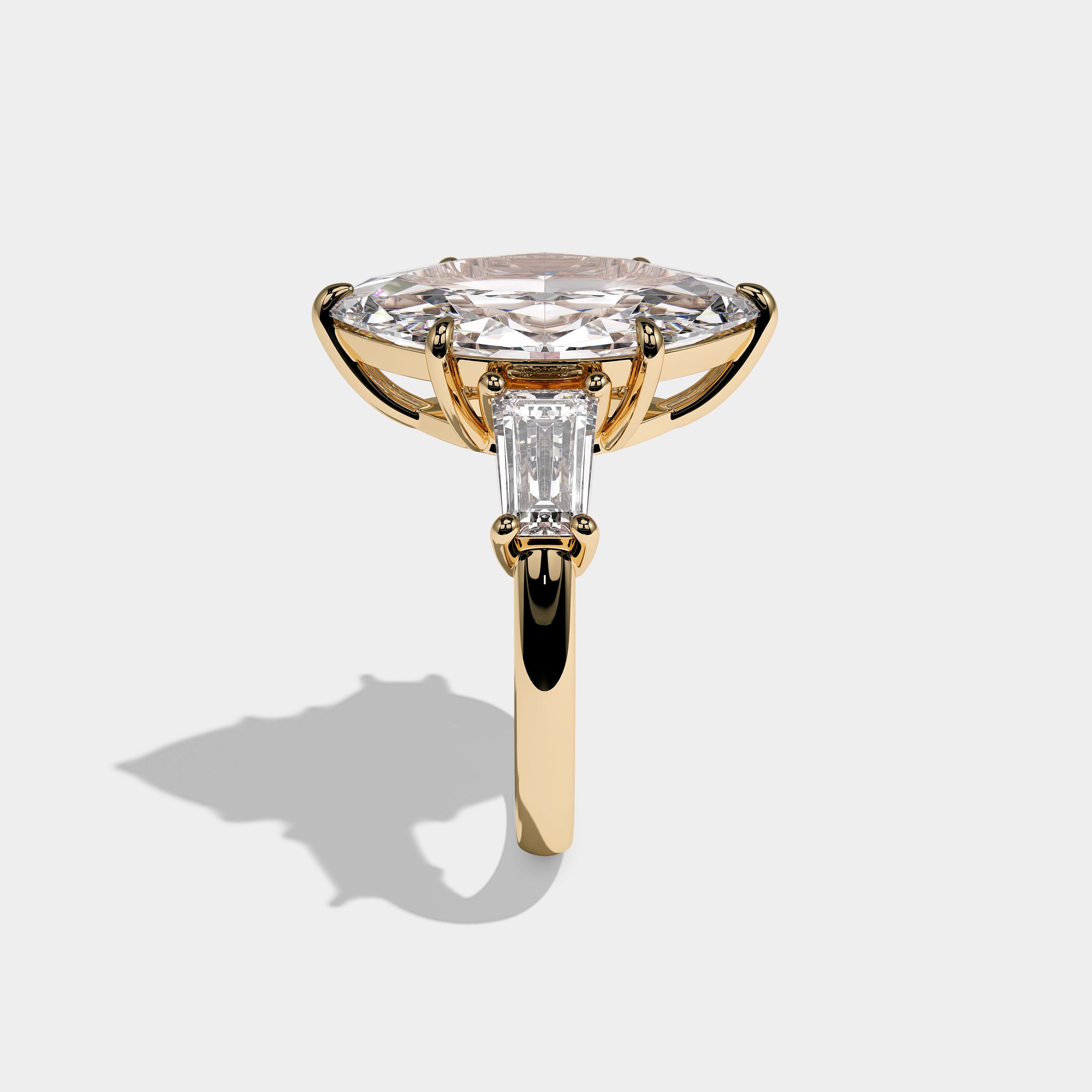 Orvella Royale Diamond Marquise Engagement Ring 18K Yellow Gold 12.00ct