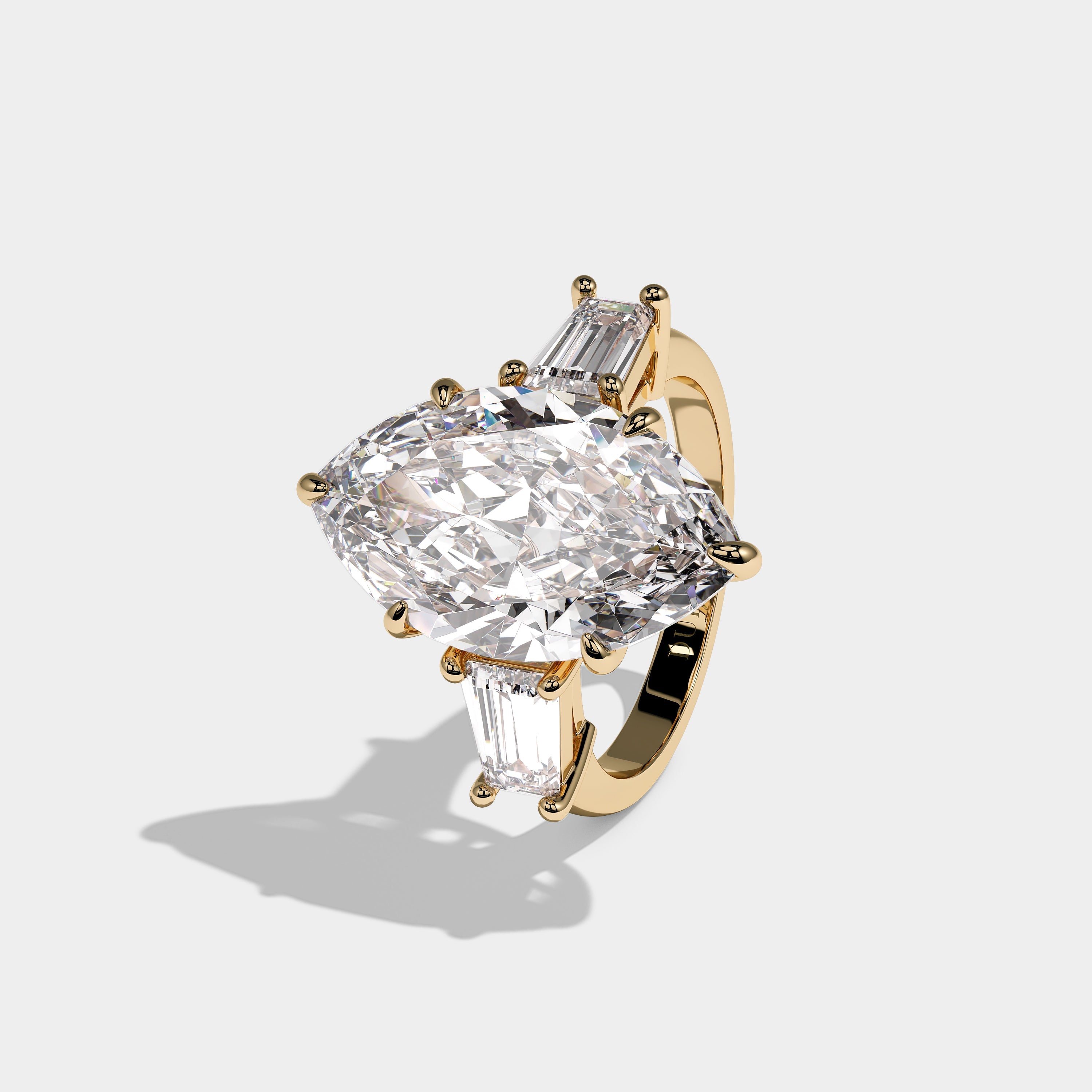 Orvella Royale Diamond Marquise Engagement Ring 18K Yellow Gold 12.00ct