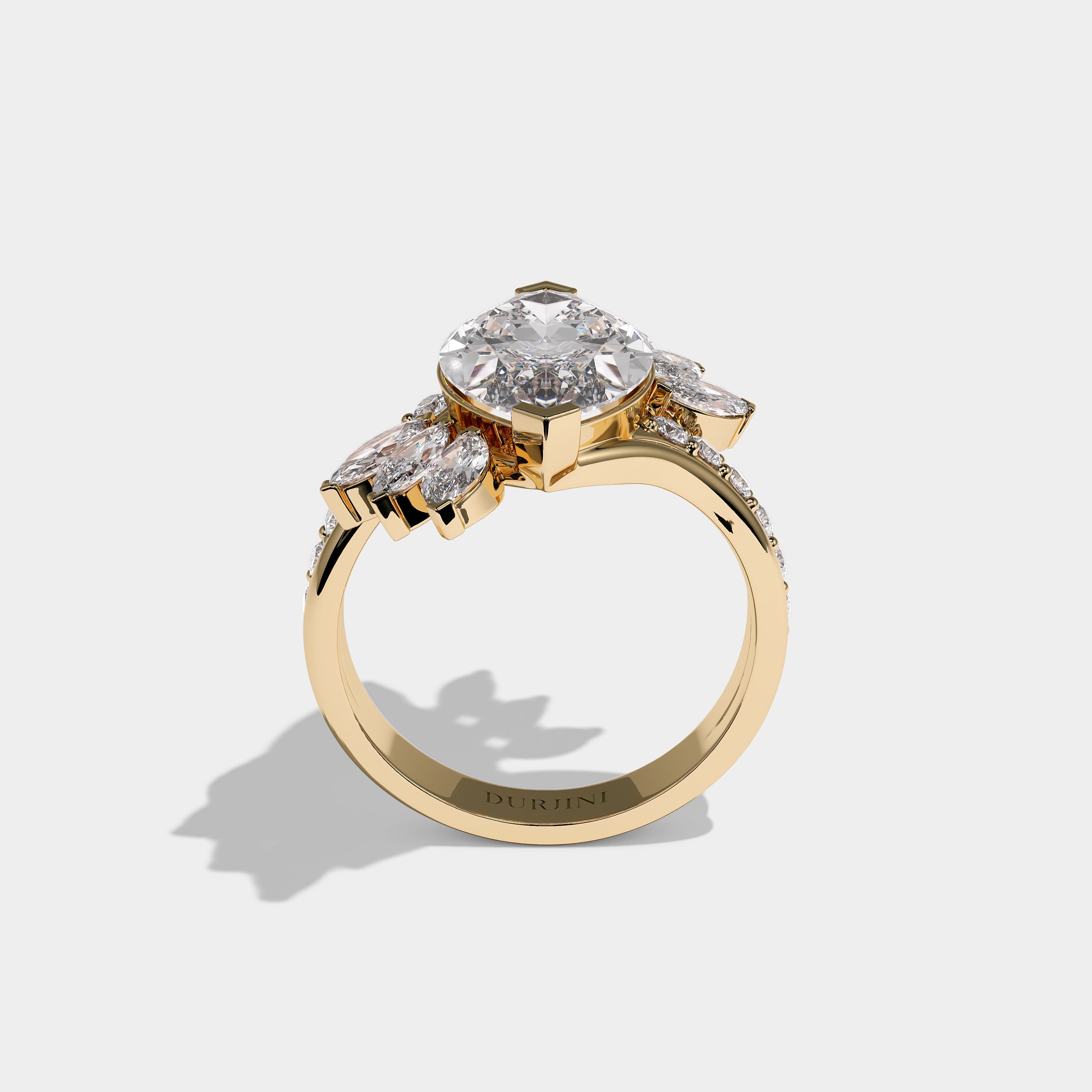 Bellorin Royale Diamond Marquise Engagement Ring 18K Yellow Gold 13.00ct