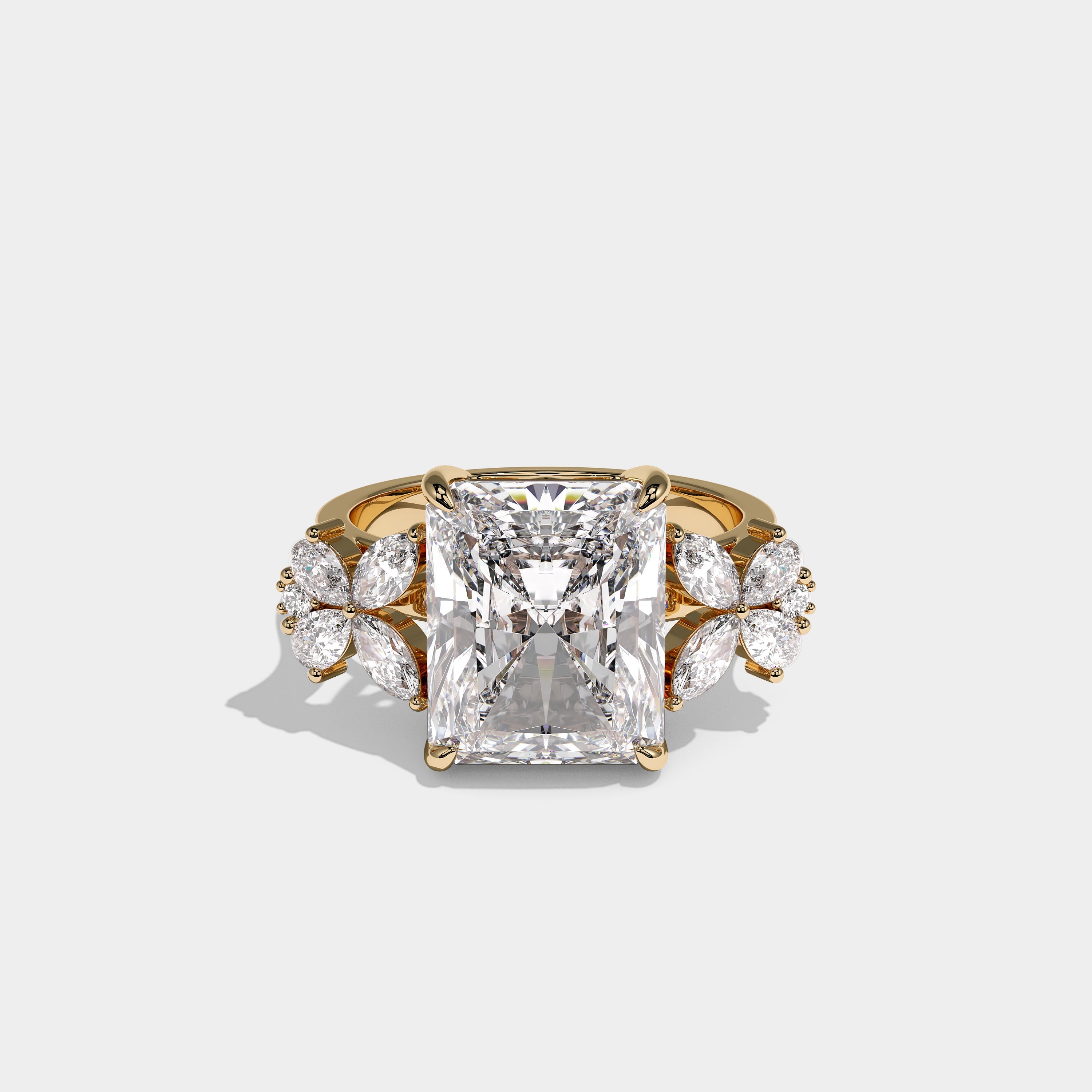 Cendrine Royale Diamond Radiant Engagement Ring 18K Yellow Gold 12.00ct
