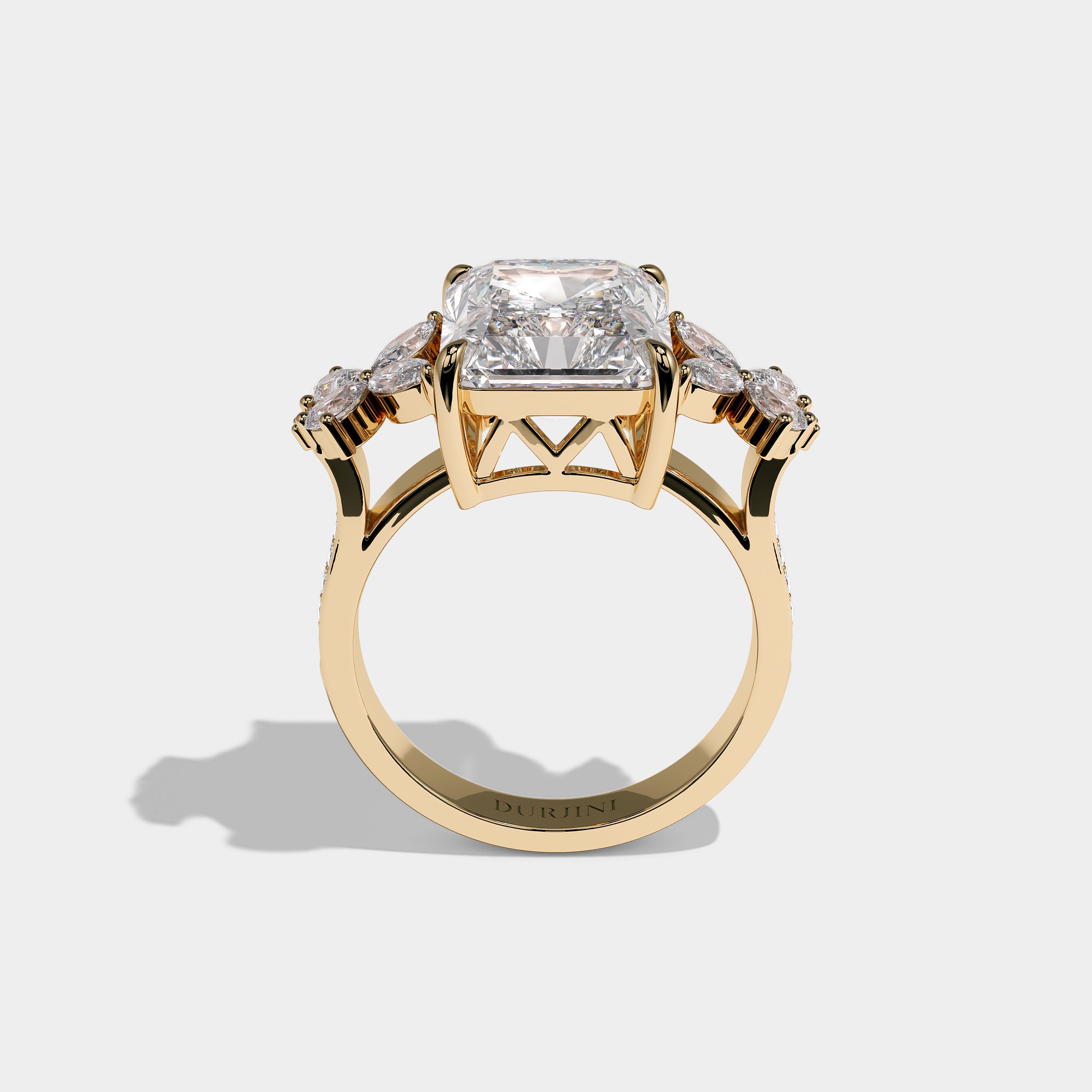 Cendrine Royale Diamond Radiant Engagement Ring 18K Yellow Gold 12.00ct