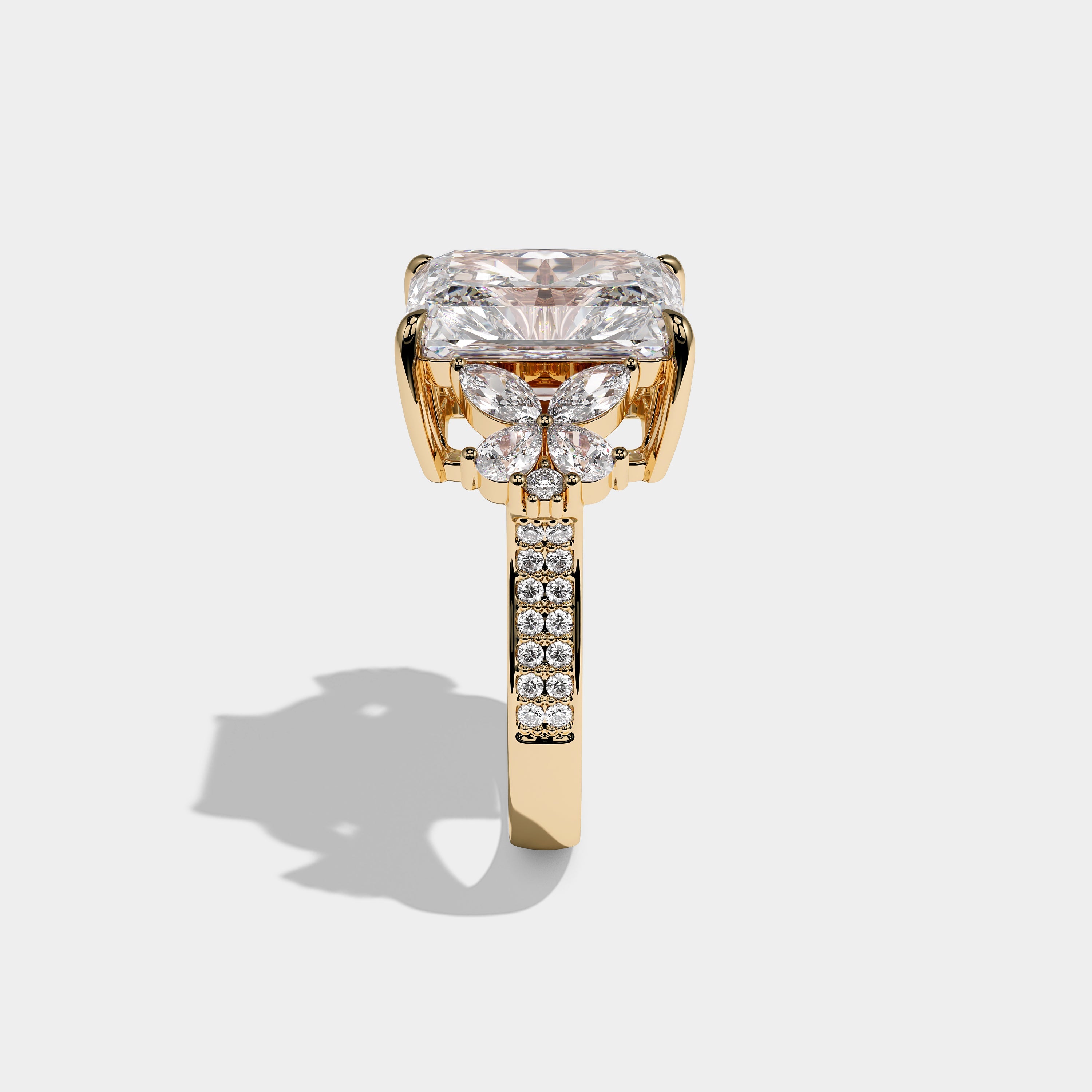Cendrine Royale Diamond Radiant Engagement Ring 18K Yellow Gold 12.00ct