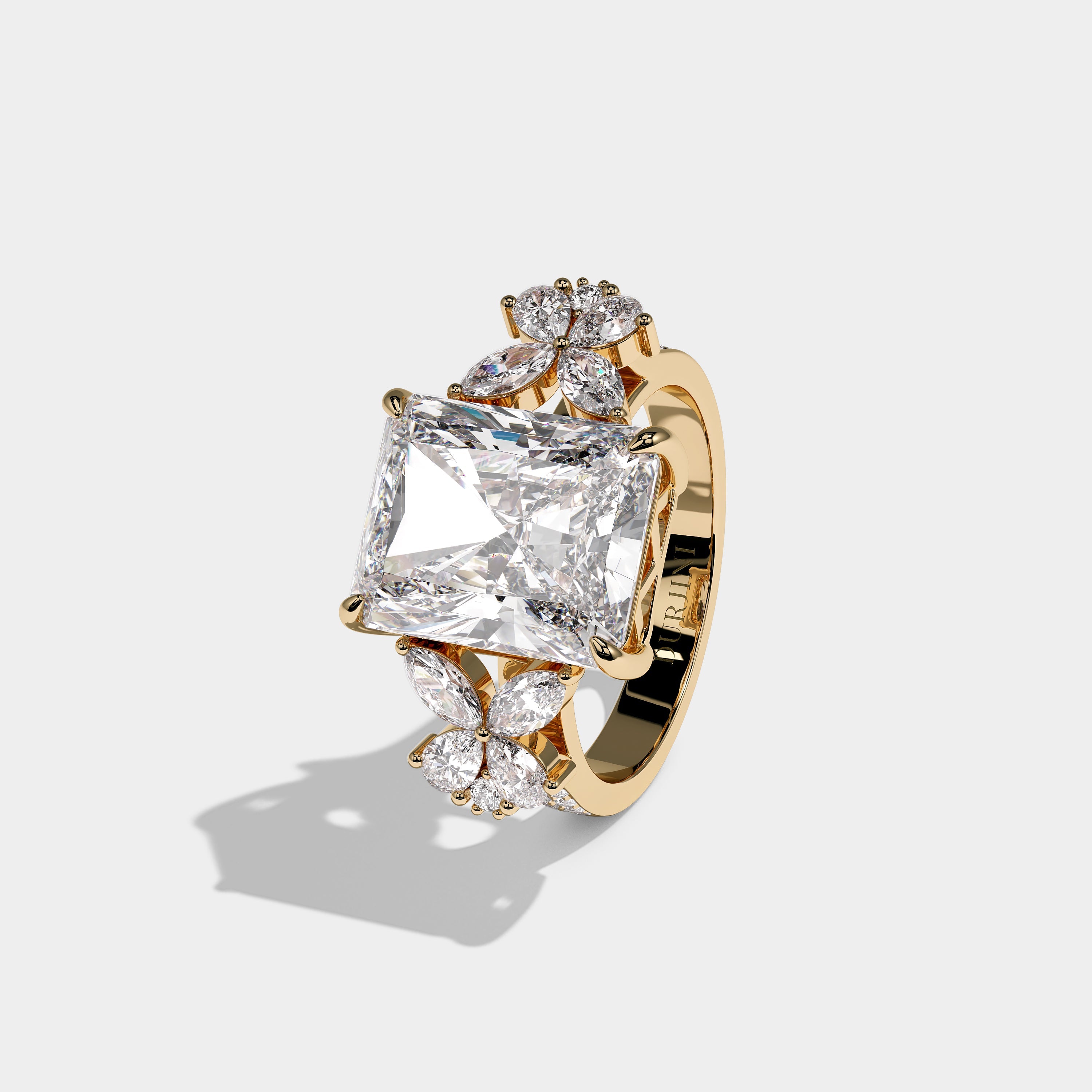 Cendrine Royale Diamond Radiant Engagement Ring 18K Yellow Gold 12.00ct
