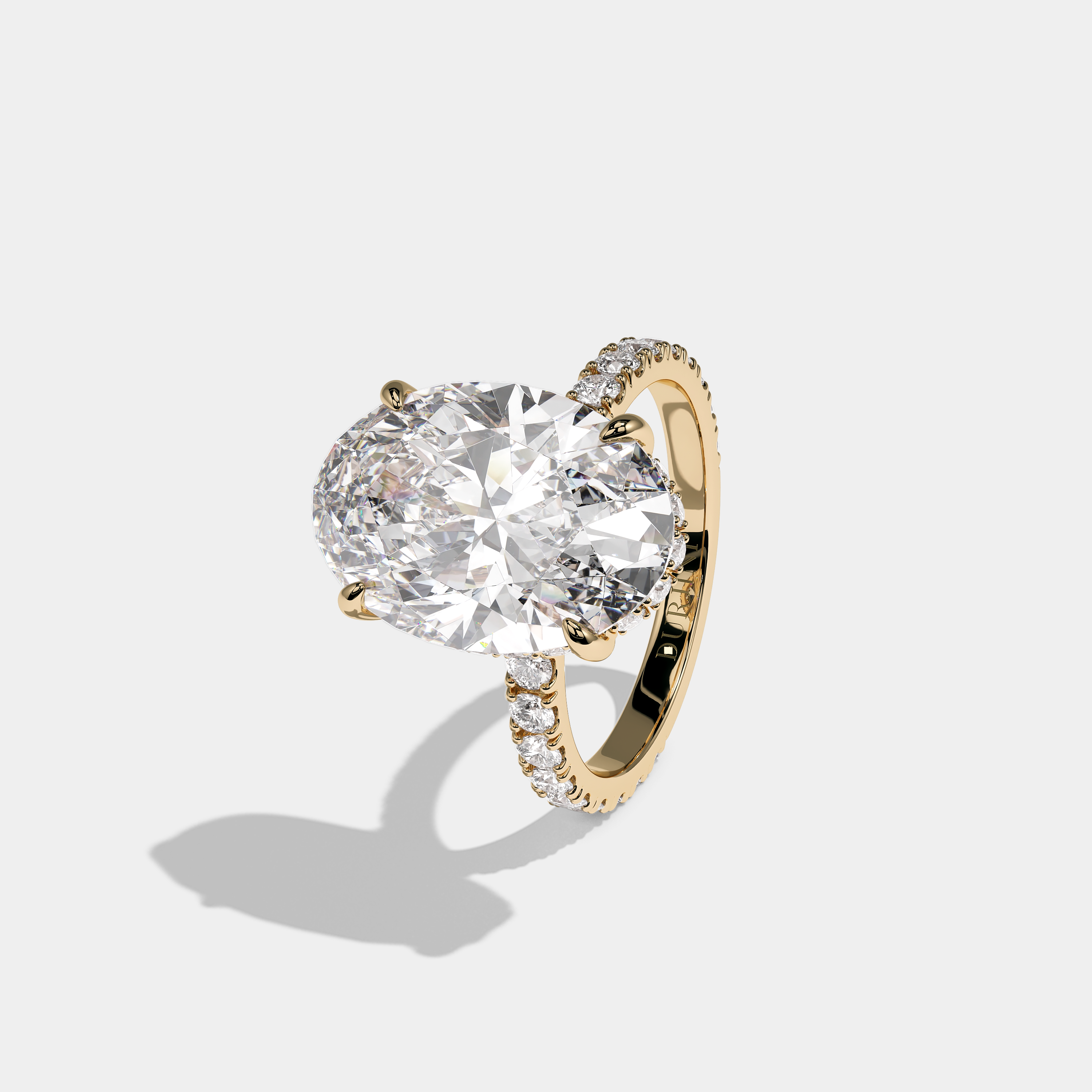 Lucien Royale Diamond Oval Halo Engagement Ring 18K Yellow Gold 10.00ct