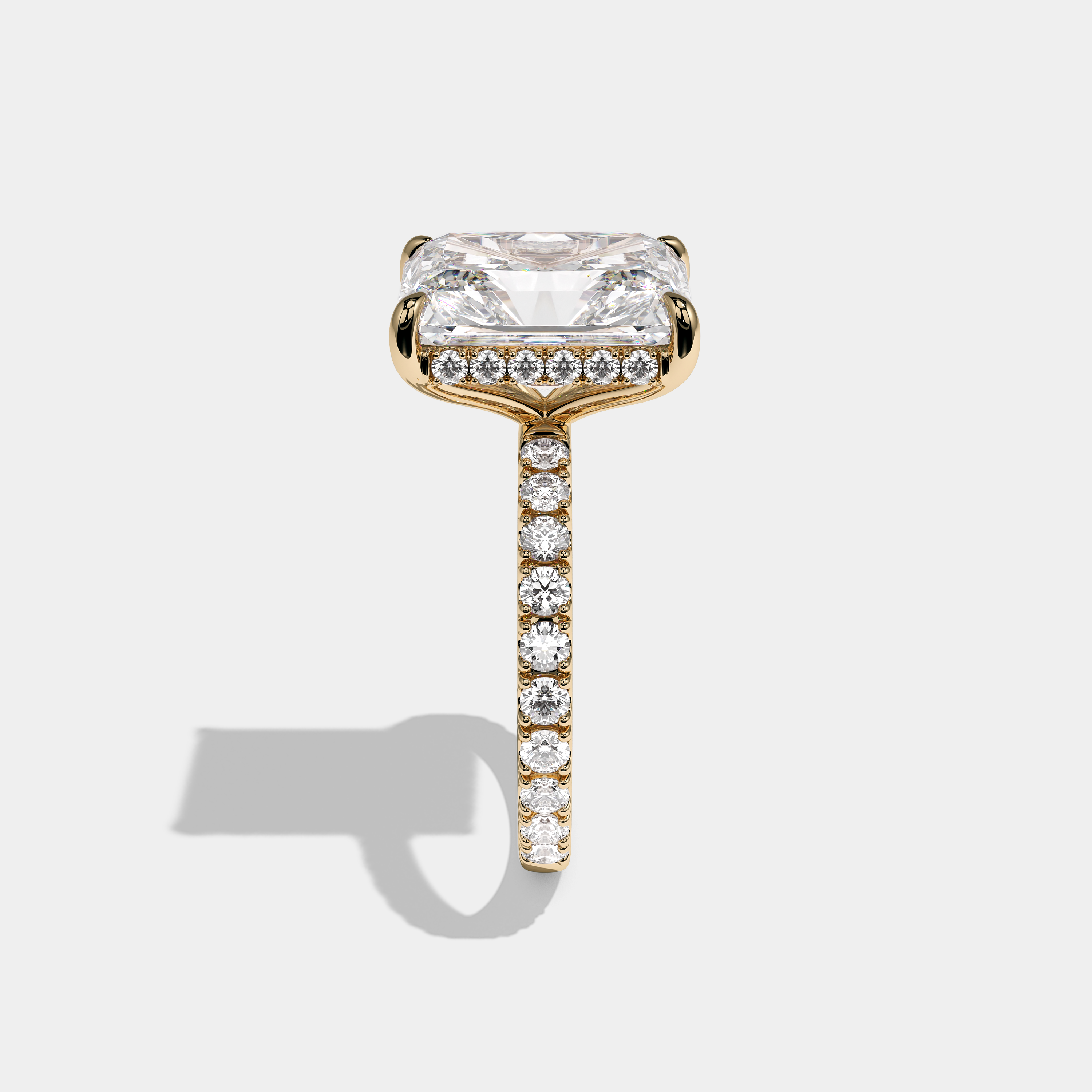 Isolene Royale Diamond Radiant Halo Engagement Ring 18K Yellow Gold 14.00ct