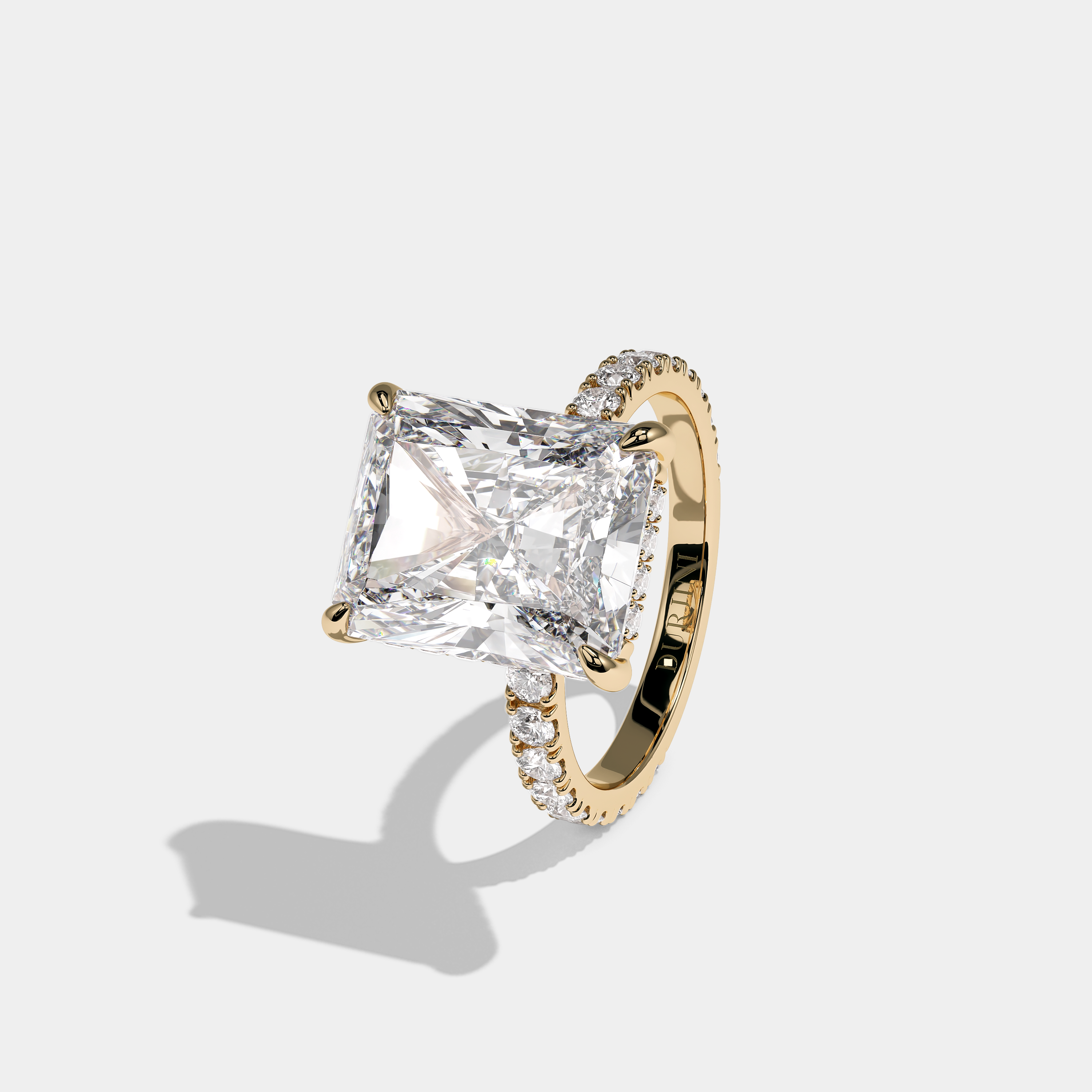 Isolene Royale Diamond Radiant Halo Engagement Ring 18K Yellow Gold 14.00ct