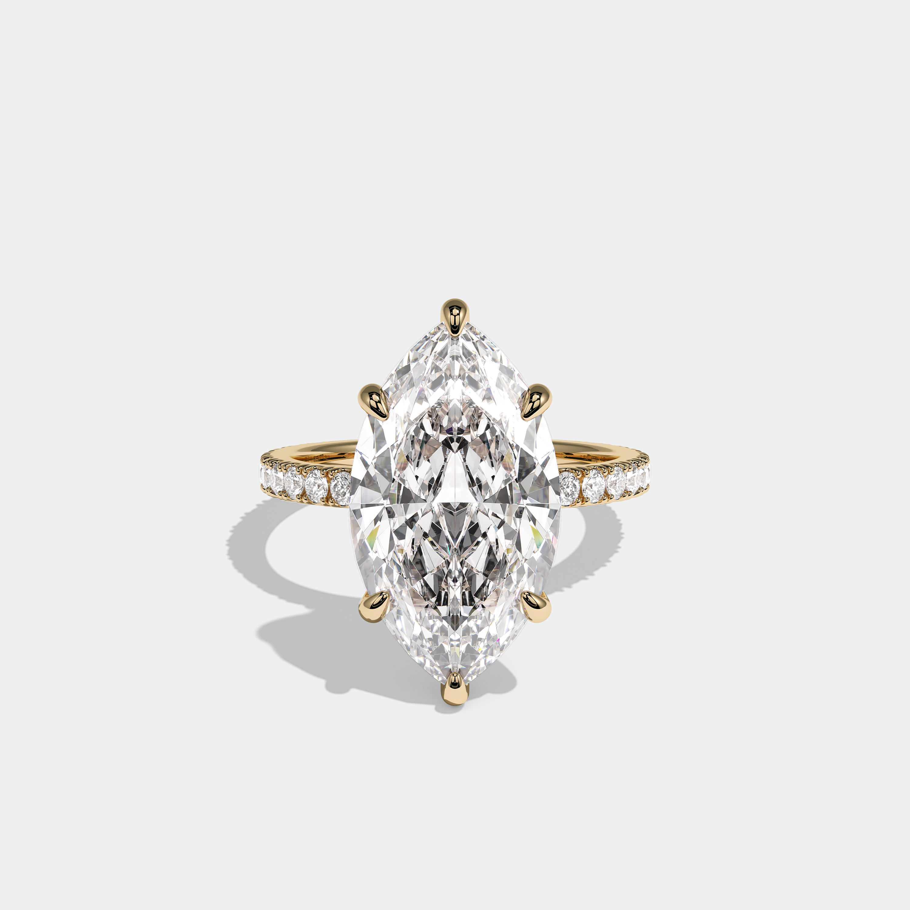 Calvane Royale Diamond Marquise Engagement Ring 18K Yellow Gold 10.00ct
