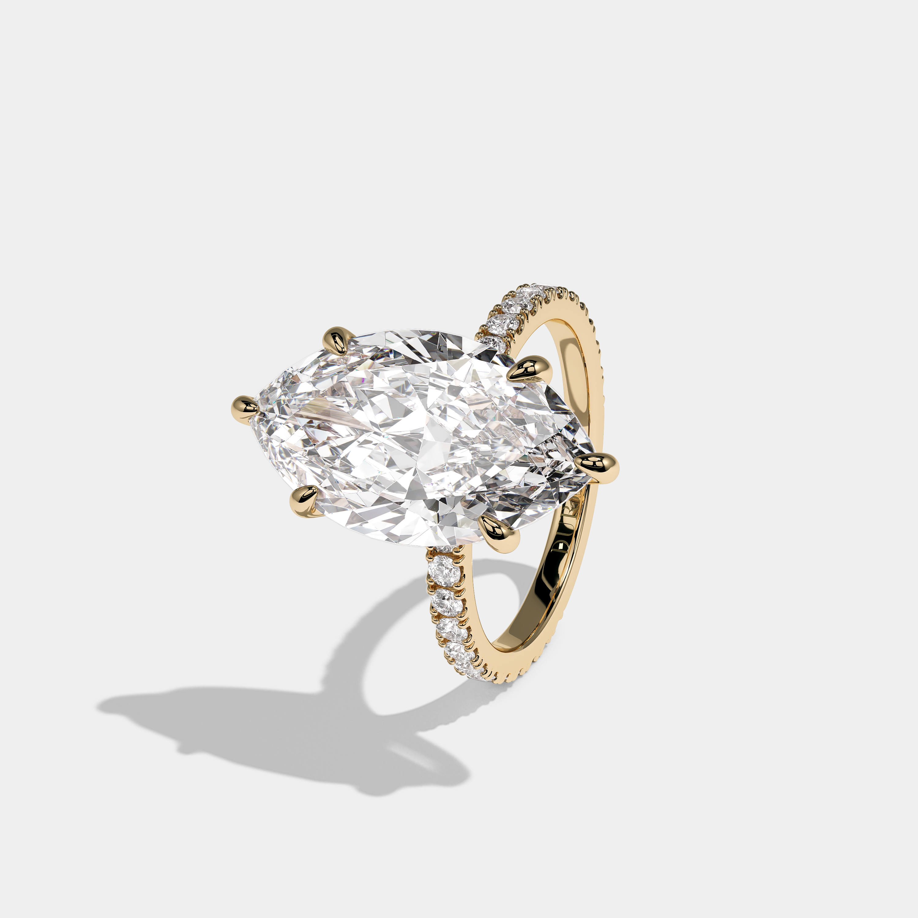 Calvane Royale Diamond Marquise Engagement Ring 18K Yellow Gold 10.00ct