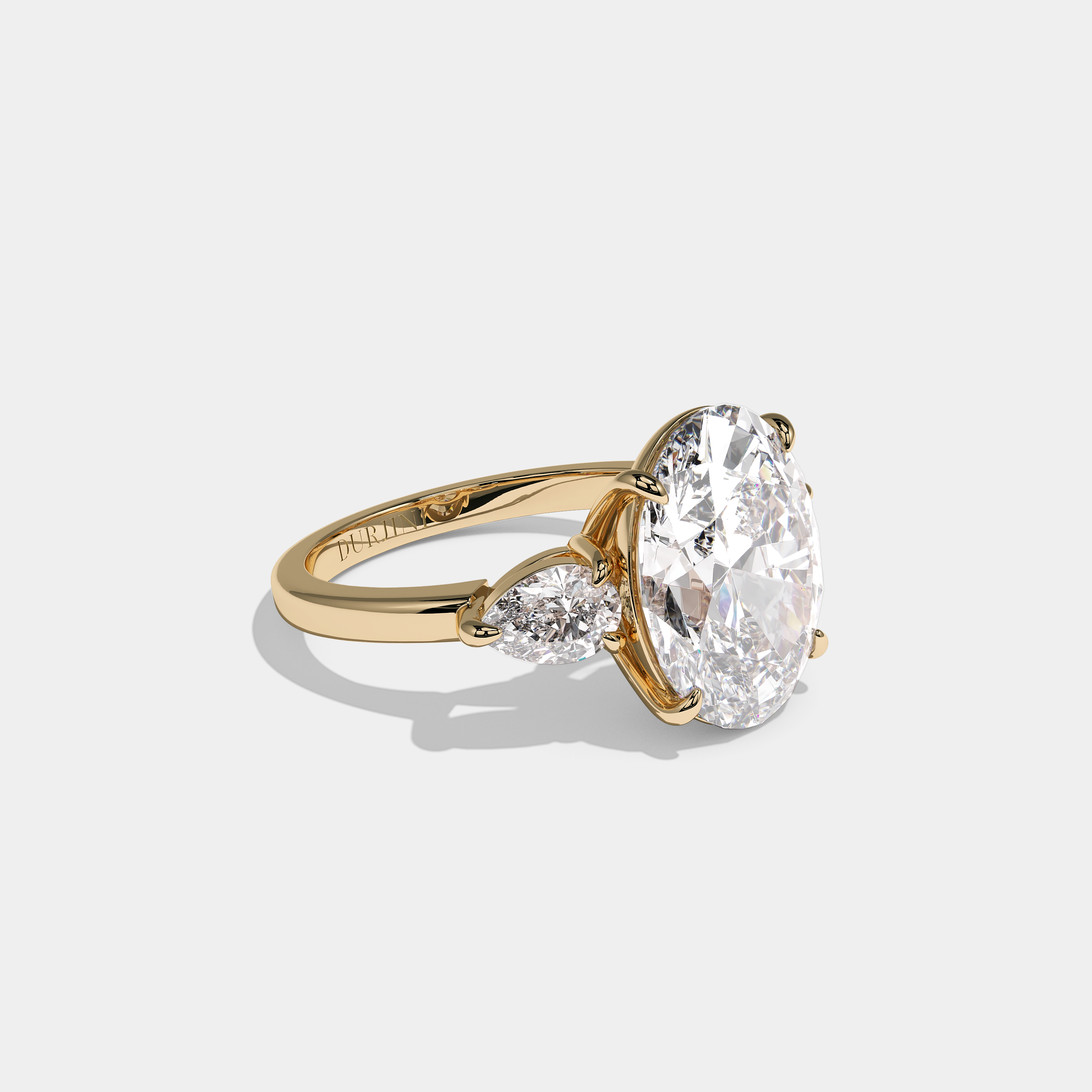 Elsin Royale Diamond Oval Engagement Ring 18K Yellow Gold 7.00ct