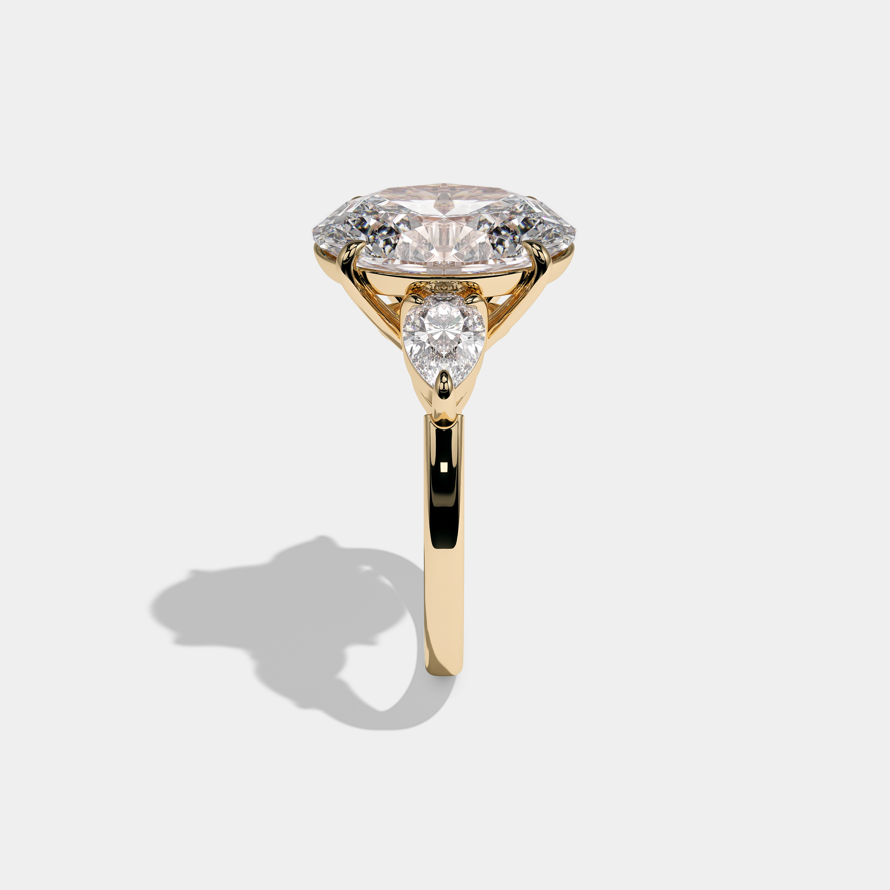 Elsin Royale Diamond Oval Engagement Ring 18K Yellow Gold 7.00ct