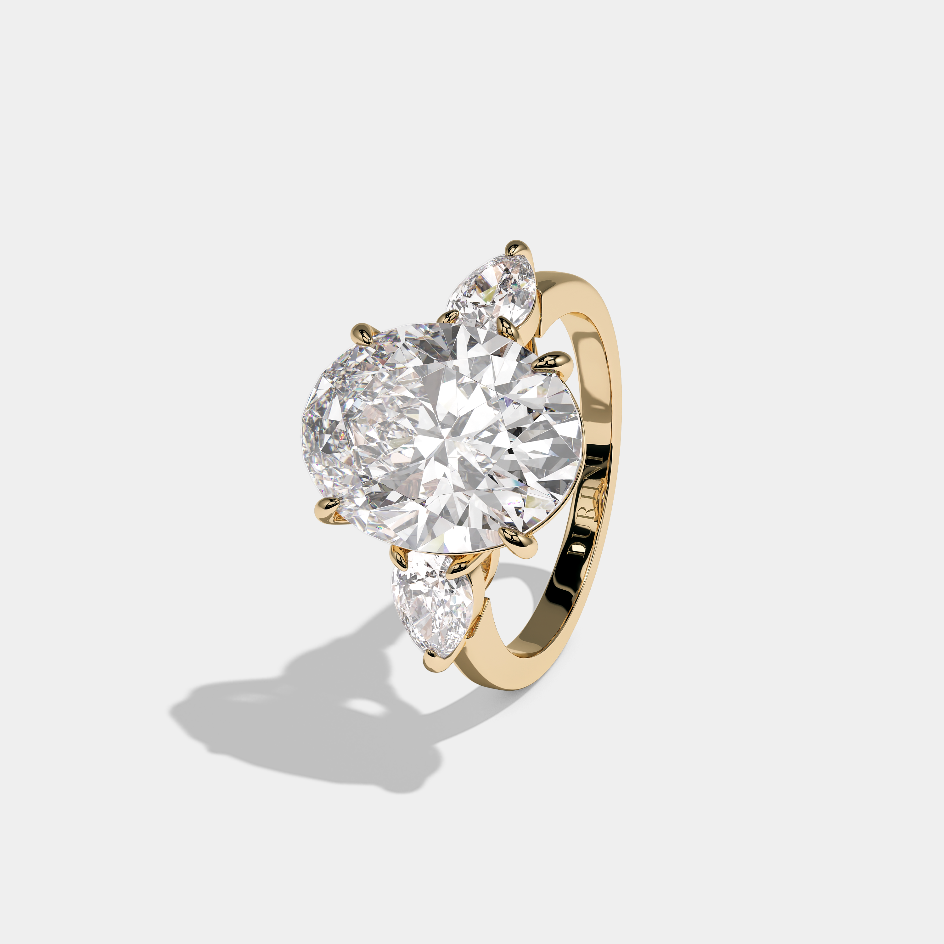 Elsin Royale Diamond Oval Engagement Ring 18K Yellow Gold 7.00ct