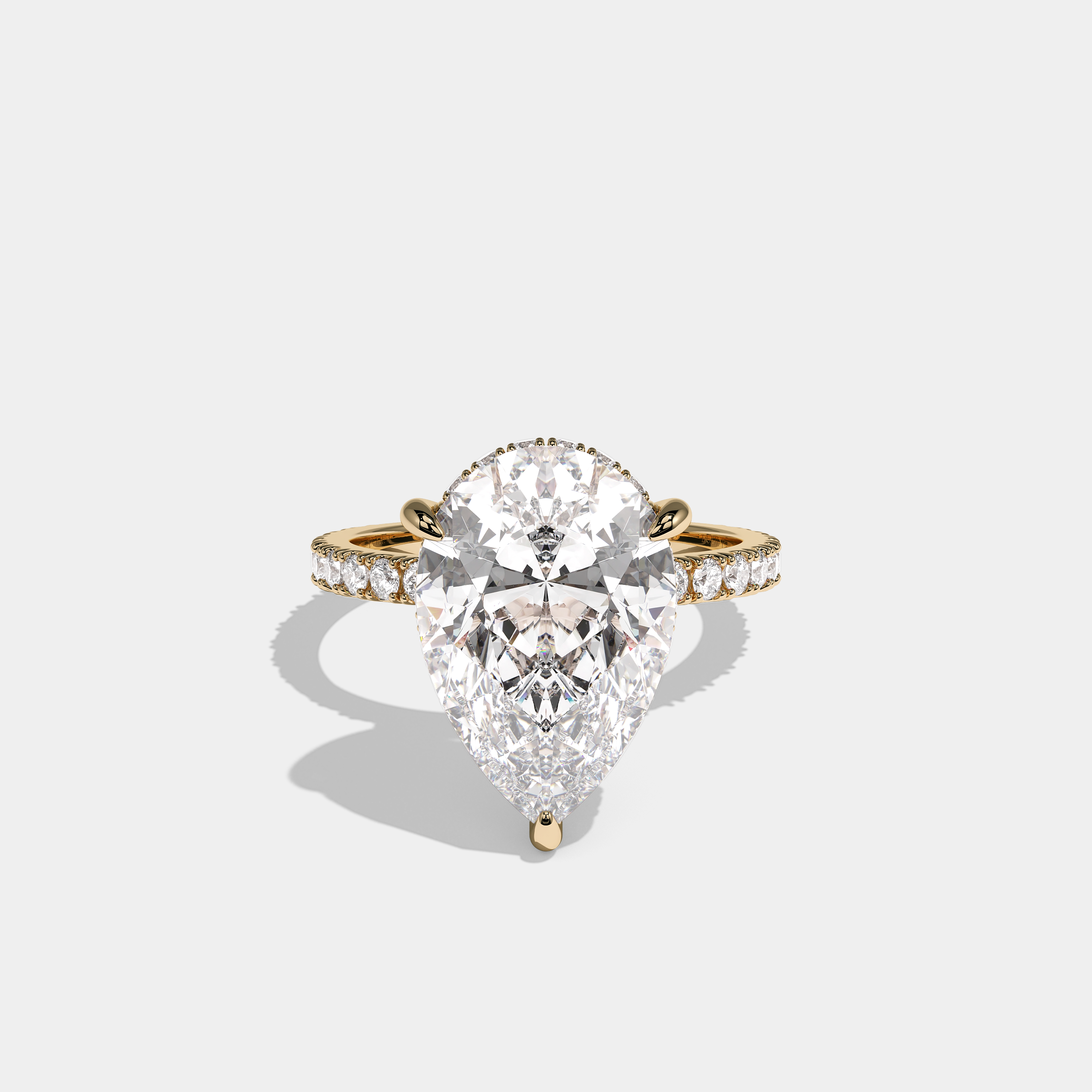 Aurisse Duchess Diamond Pear Halo Engagement Ring 18K Yellow Gold 8.00ct