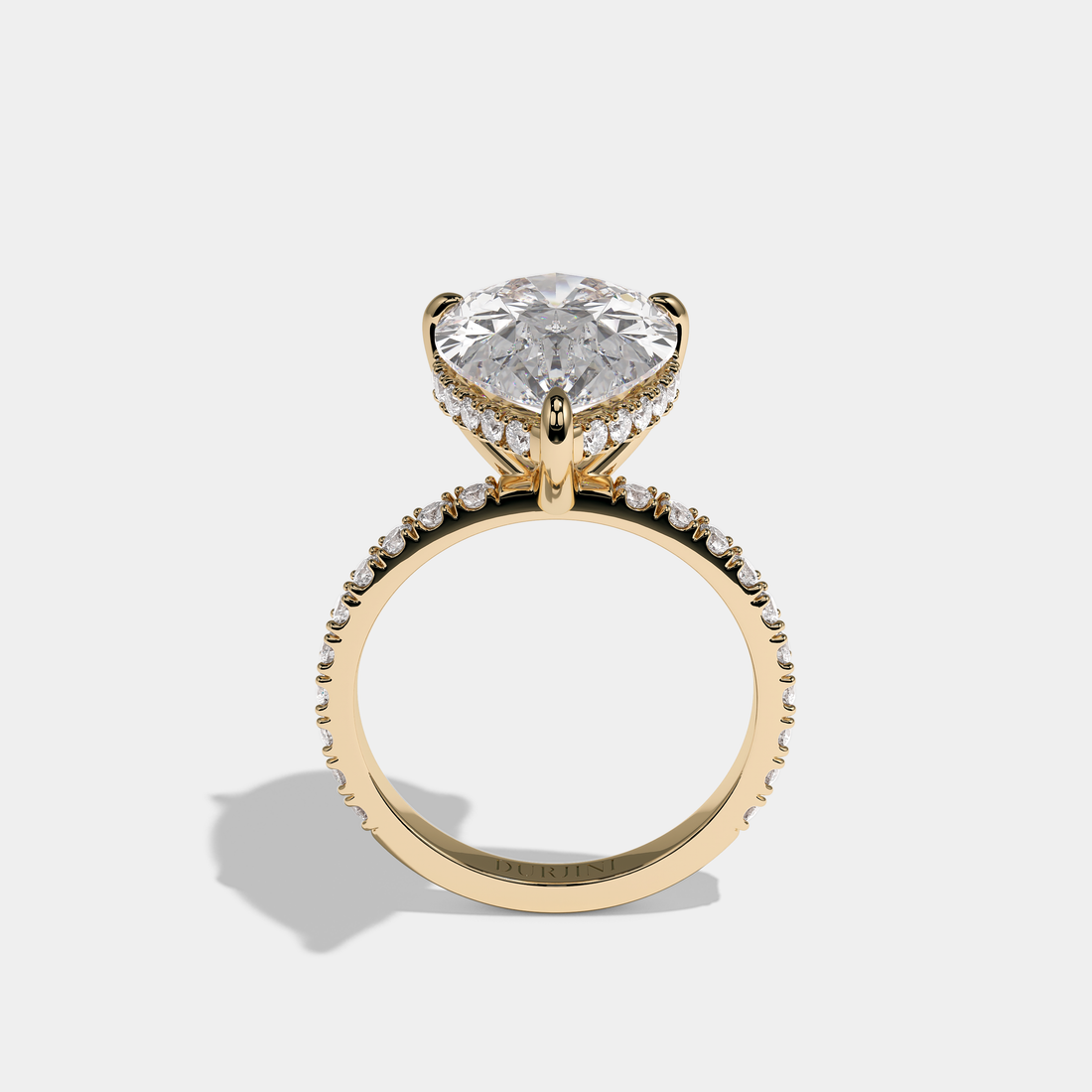 Aurisse Duchess Diamond Pear Halo Engagement Ring 18K Yellow Gold 8.00ct