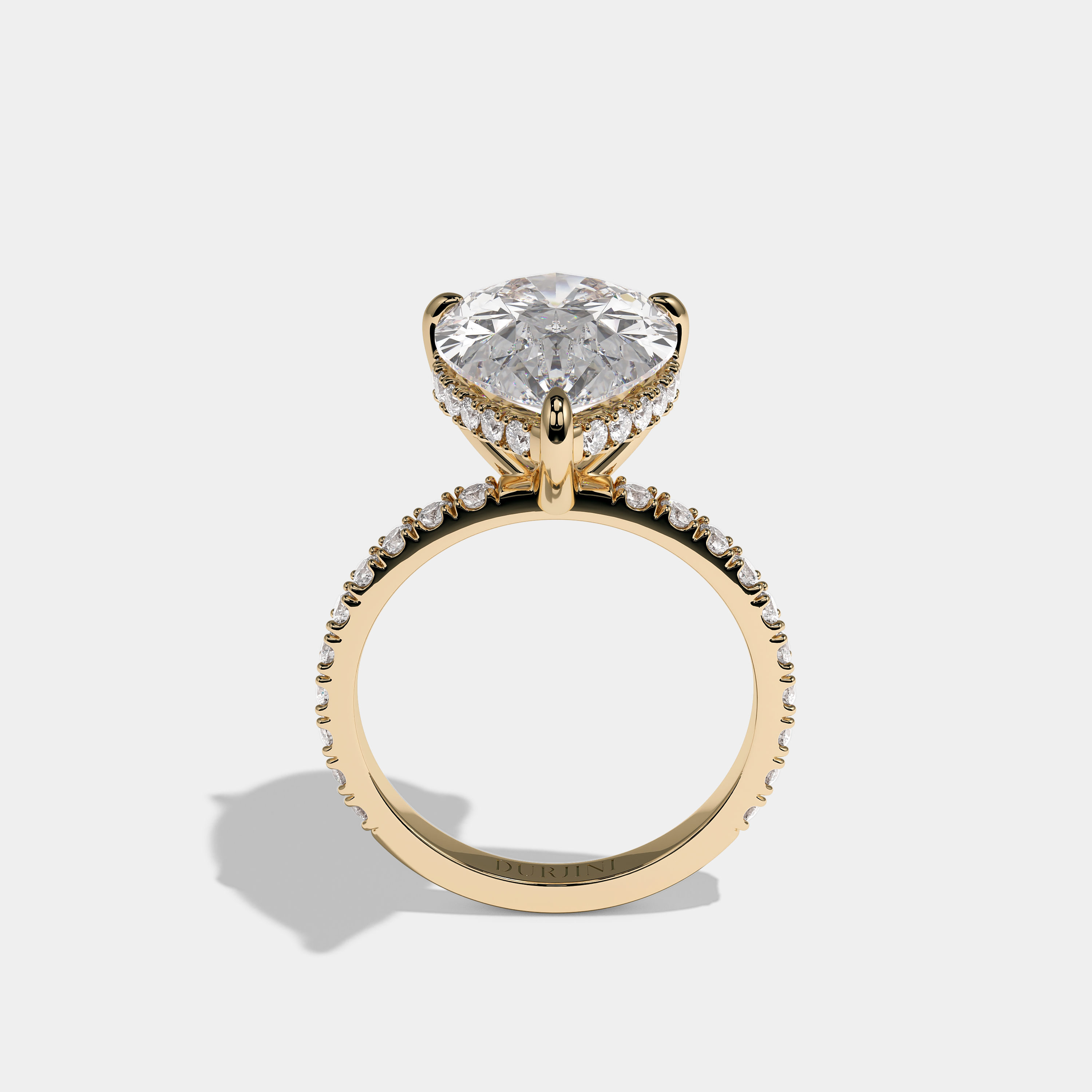 Aurisse Duchess Diamond Pear Halo Engagement Ring 18K Yellow Gold 8.00ct