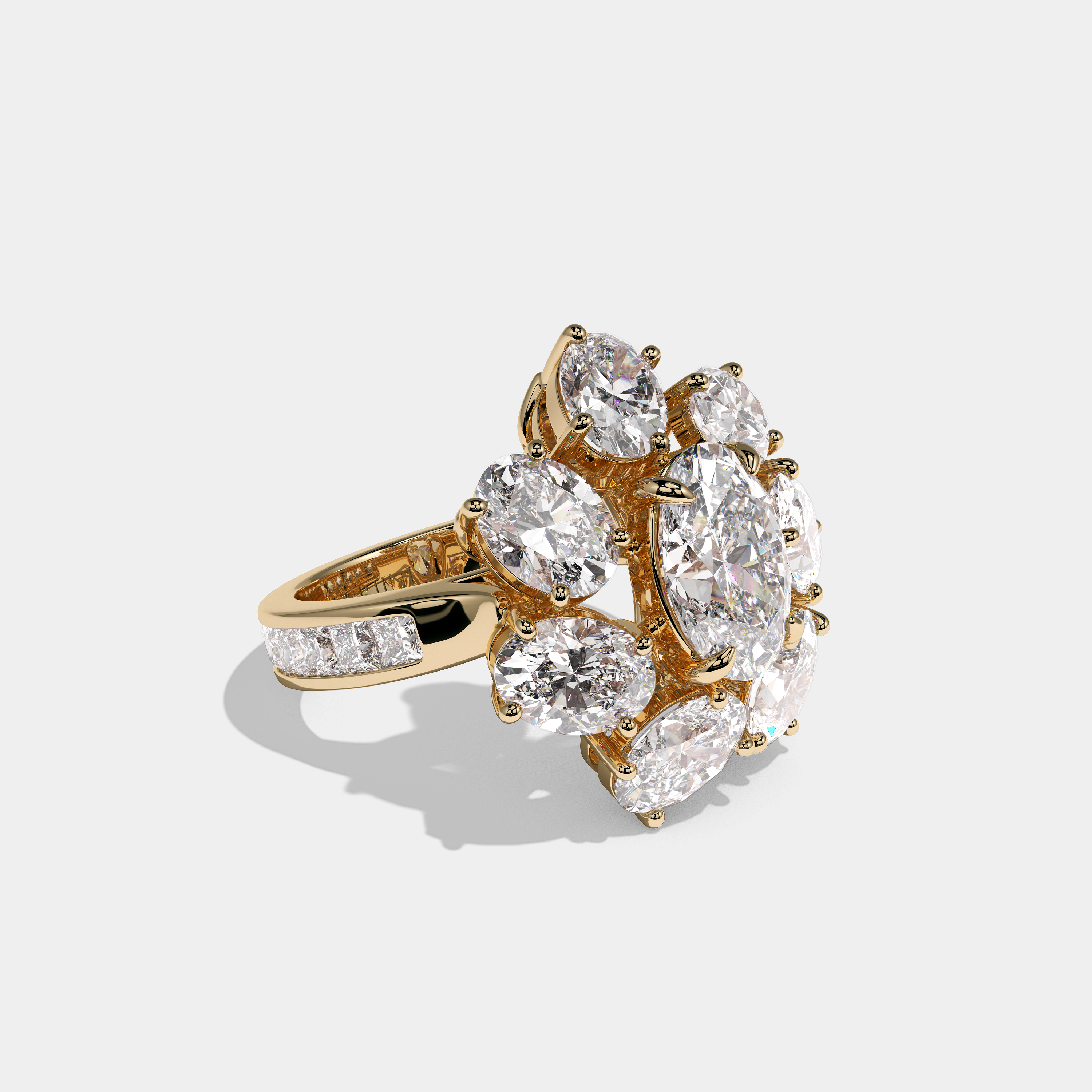 Edith Marquise Diamond Oval Halo Engagement Ring 18K Yellow Gold 25.00ct