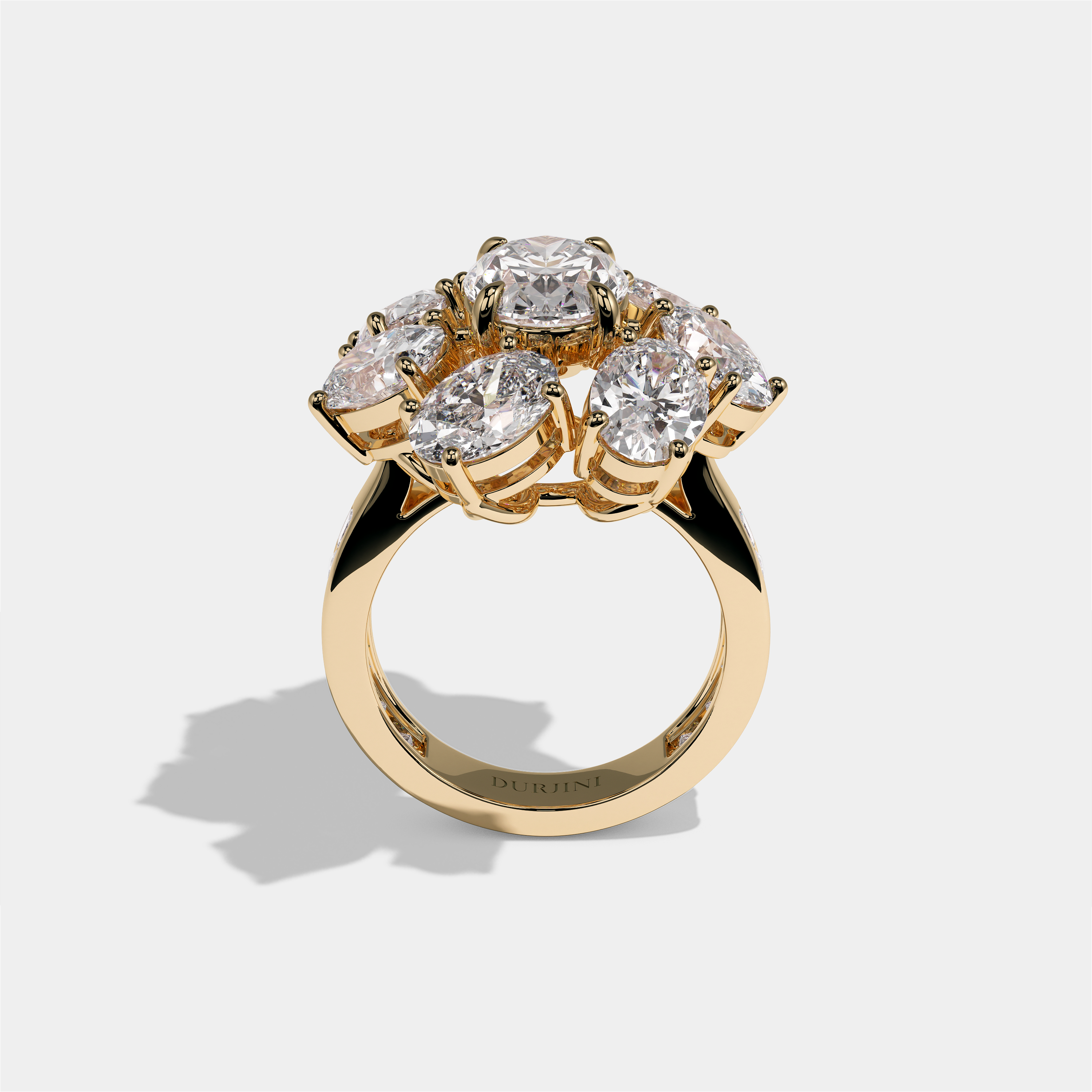 Edith Marquise Diamond Oval Halo Engagement Ring 18K Yellow Gold 25.00ct