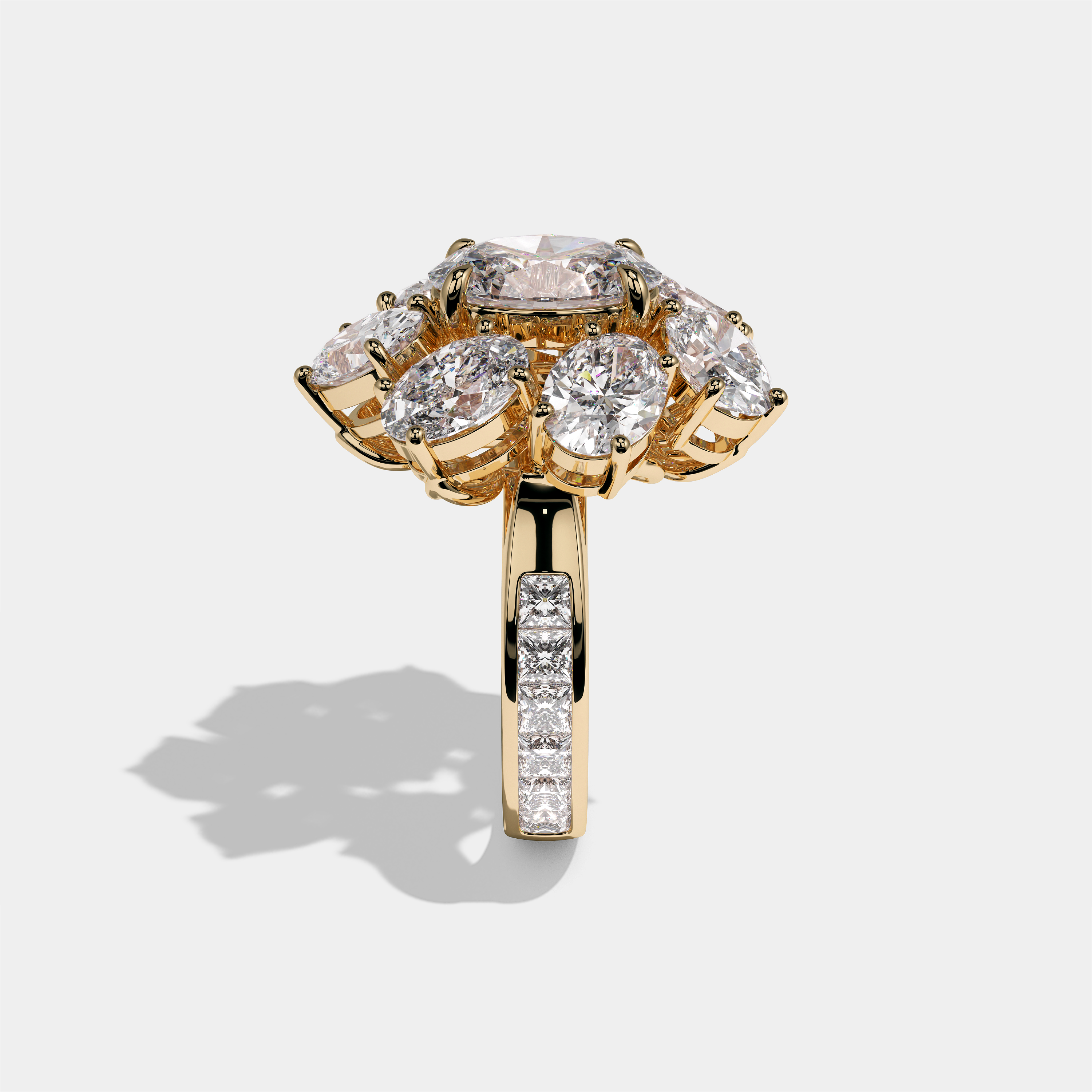 Edith Marquise Diamond Oval Halo Engagement Ring 18K Yellow Gold 25.00ct