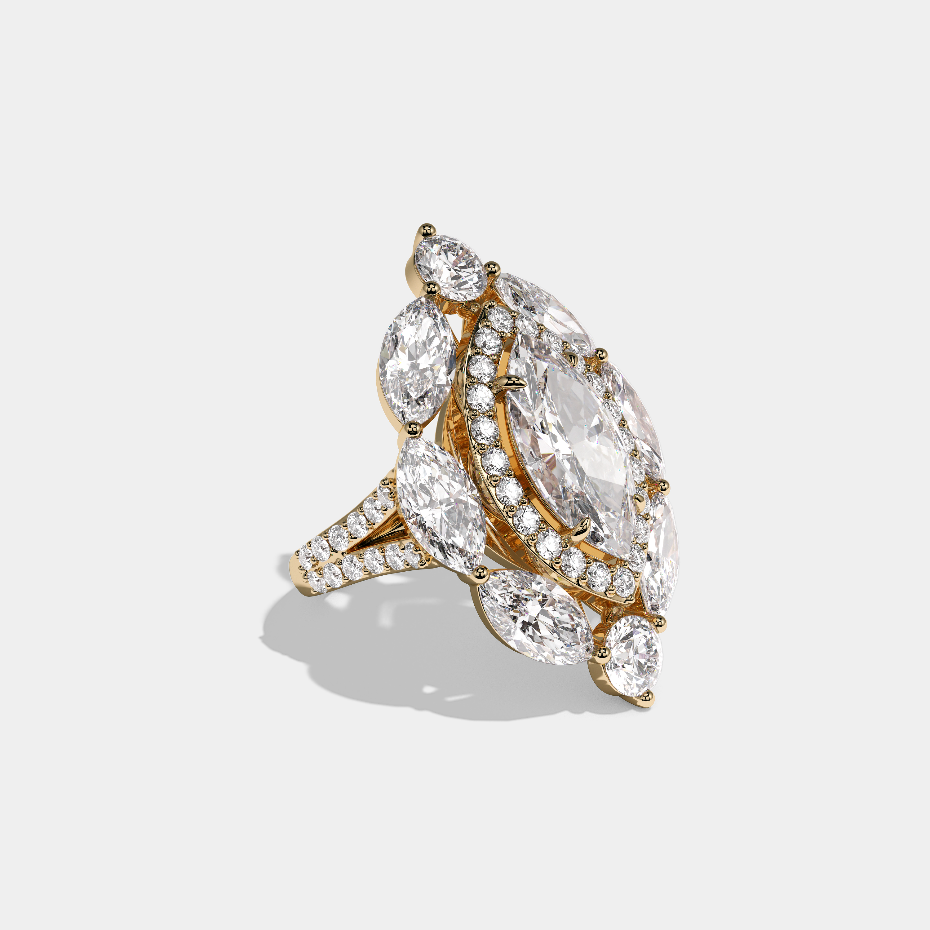 Louisa Sovereign Diamond Marquise Engagement Ring 18K Yellow Gold 25.00ct
