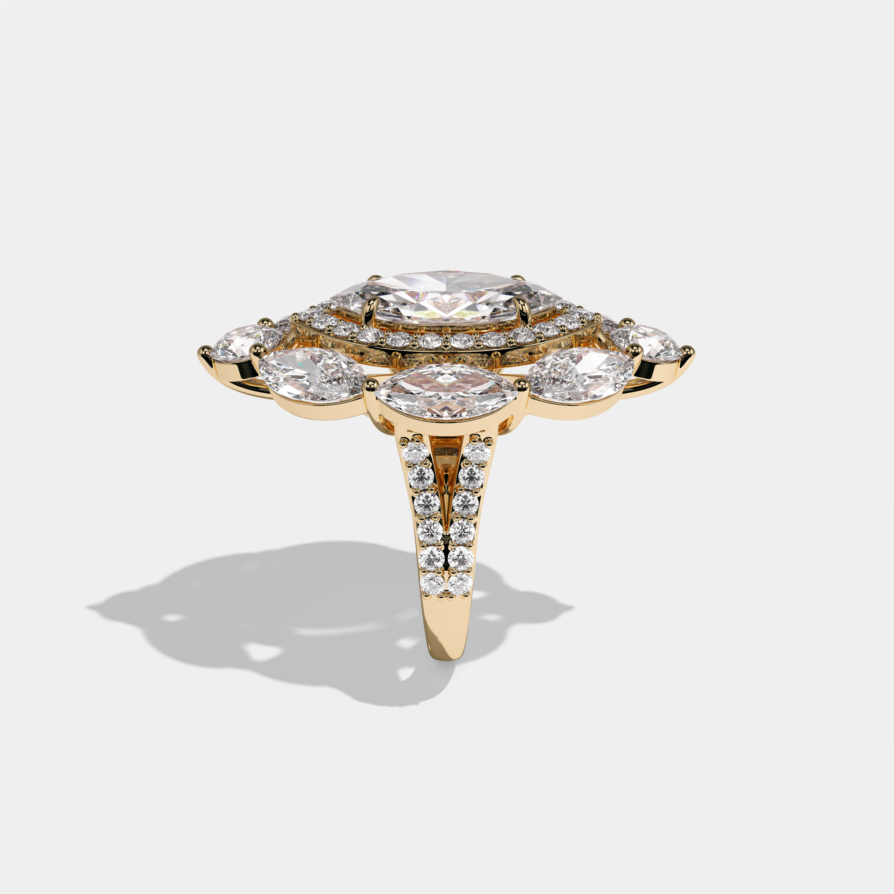 Louisa Sovereign Diamond Marquise Engagement Ring 18K Yellow Gold 25.00ct