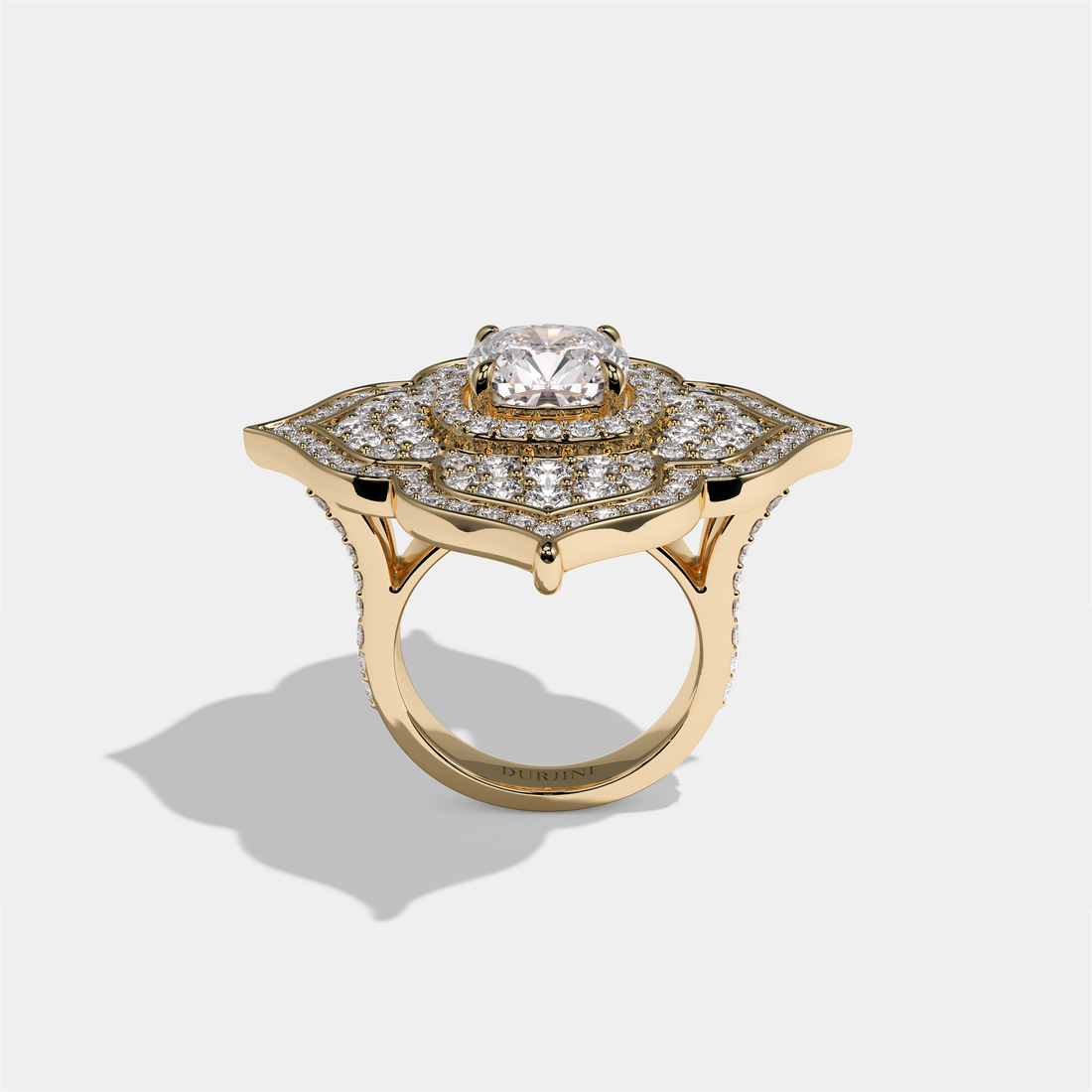 Clara Viscountess Diamond Cushion Engagement Ring 18K Yellow Gold 12.00ct