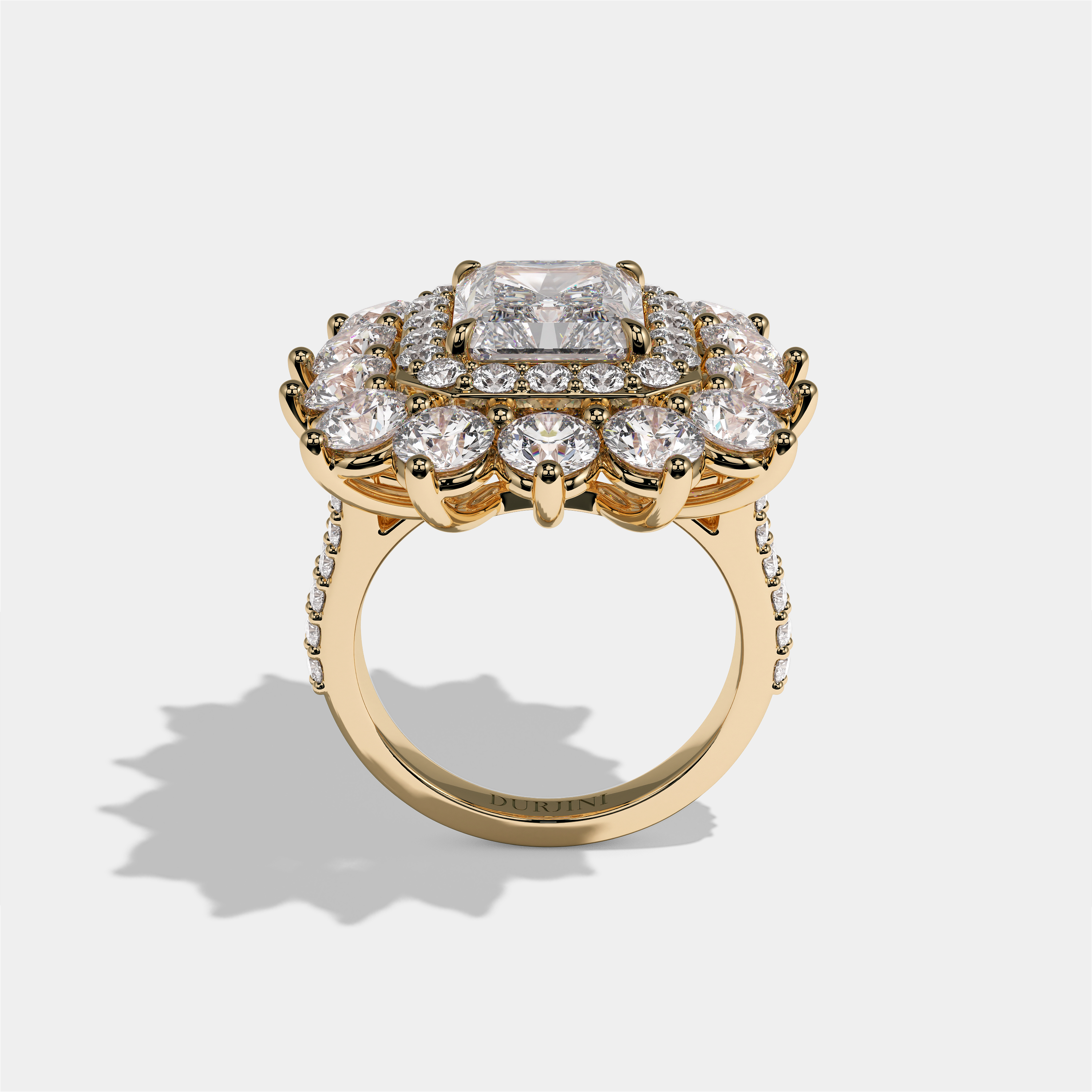 Matilda Empress Diamond Radiant Engagement Ring 18K Yellow Gold 30.00ct