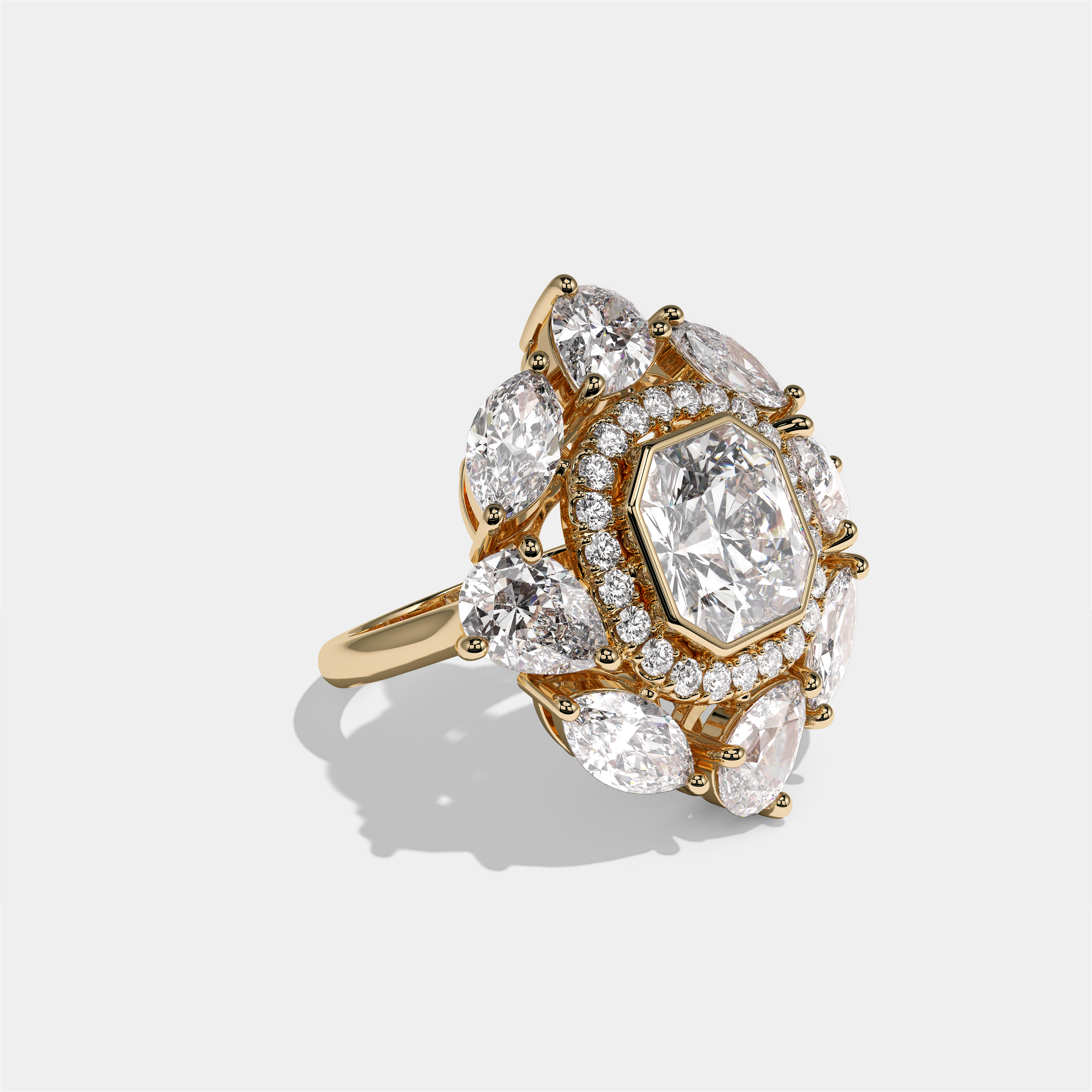 Harriet Marchioness Diamond Custom Cut Engagement Ring 18K Yellow Gold 30.00ct