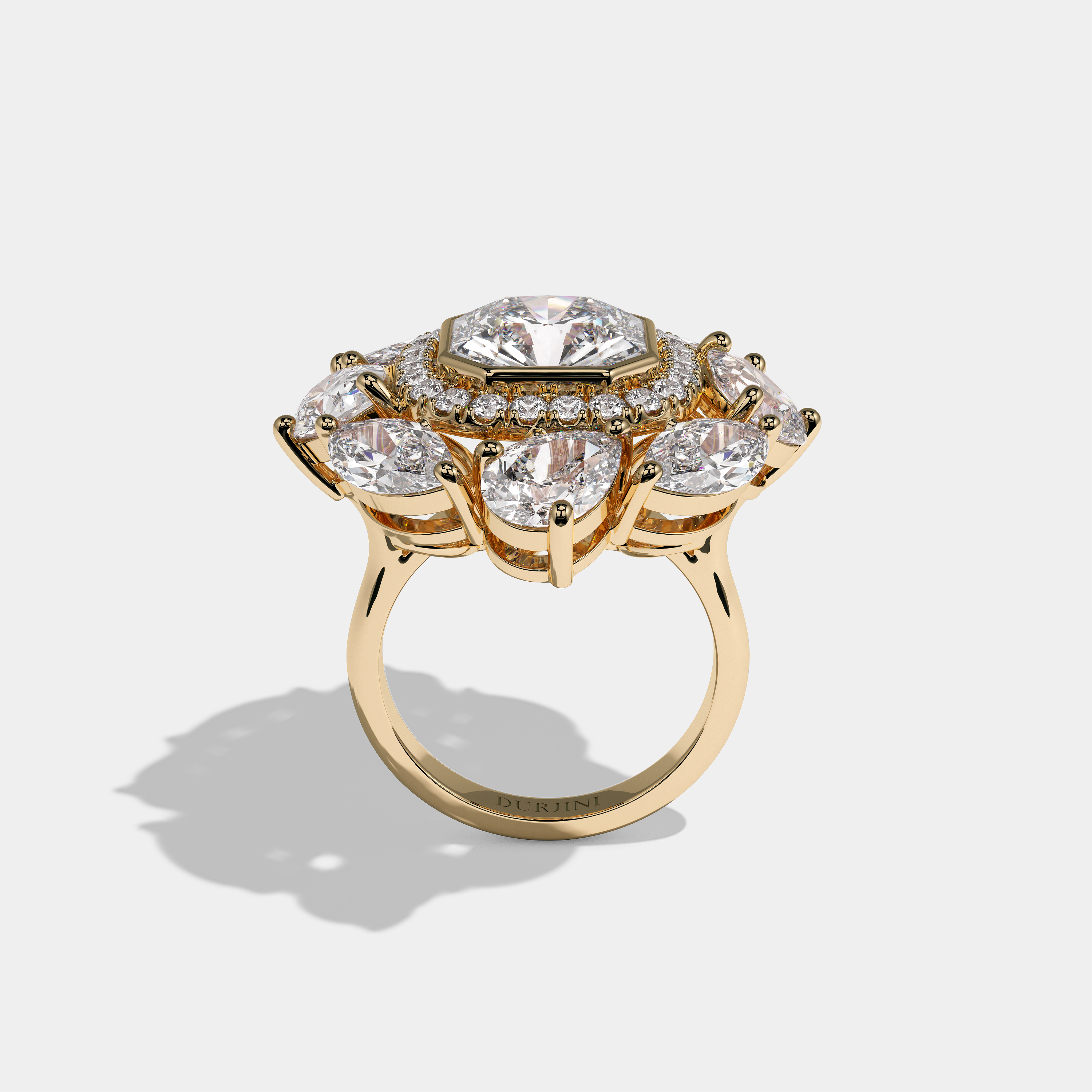 Harriet Marchioness Diamond Custom Cut Engagement Ring 18K Yellow Gold 30.00ct