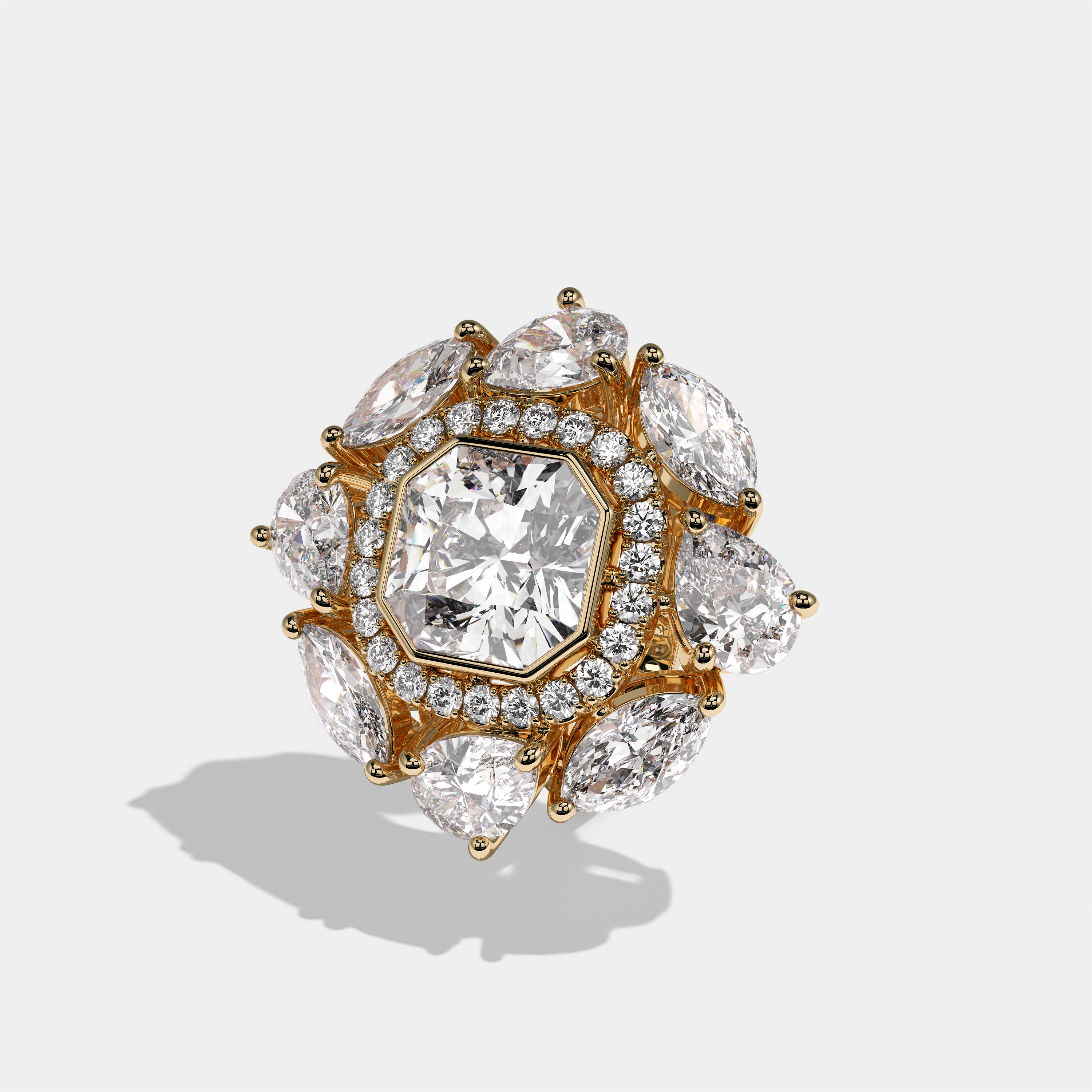 Harriet Marchioness Diamond Custom Cut Engagement Ring 18K Yellow Gold 30.00ct