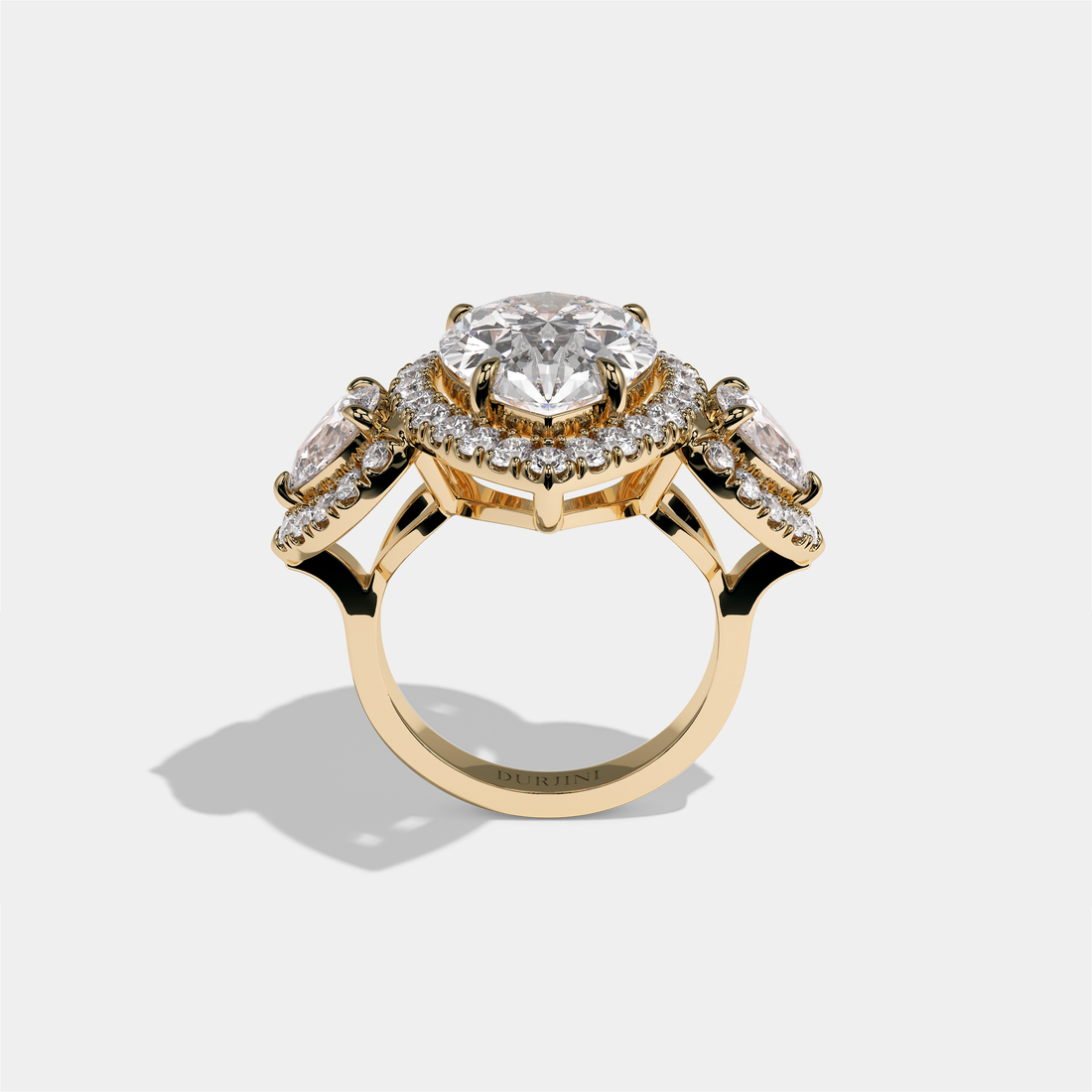Dorothea Duchess Diamond Pear Halo Engagement Ring 18K Yellow Gold 16.00ct