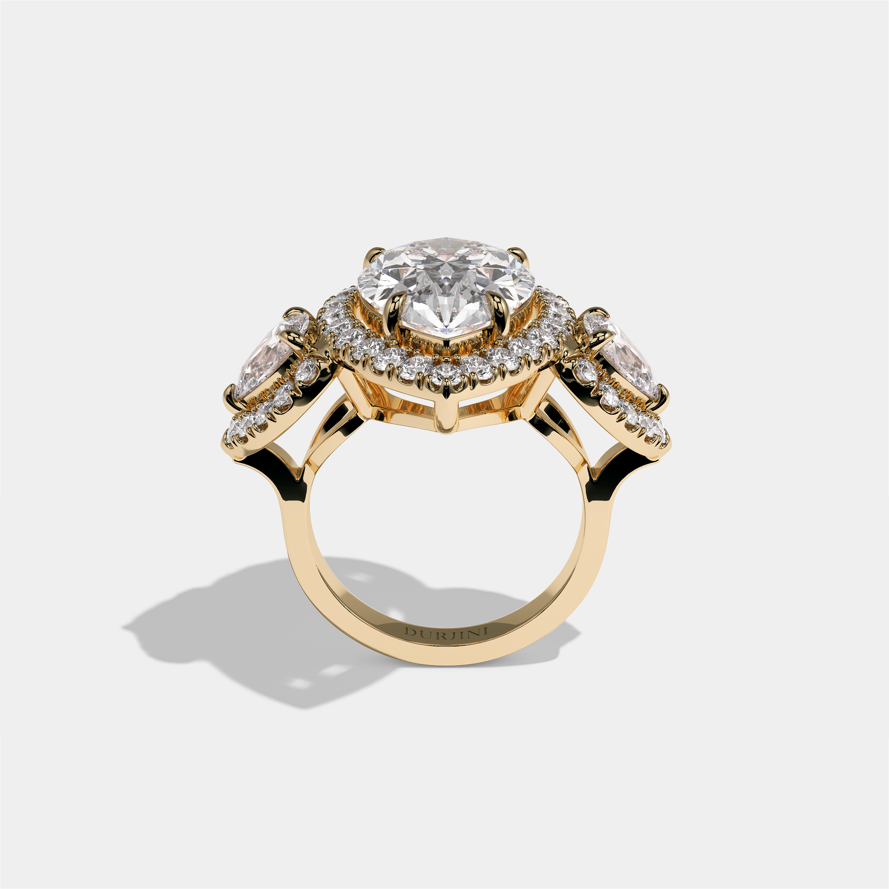 Dorothea Duchess Diamond Pear Halo Engagement Ring 18K Yellow Gold 16.00ct
