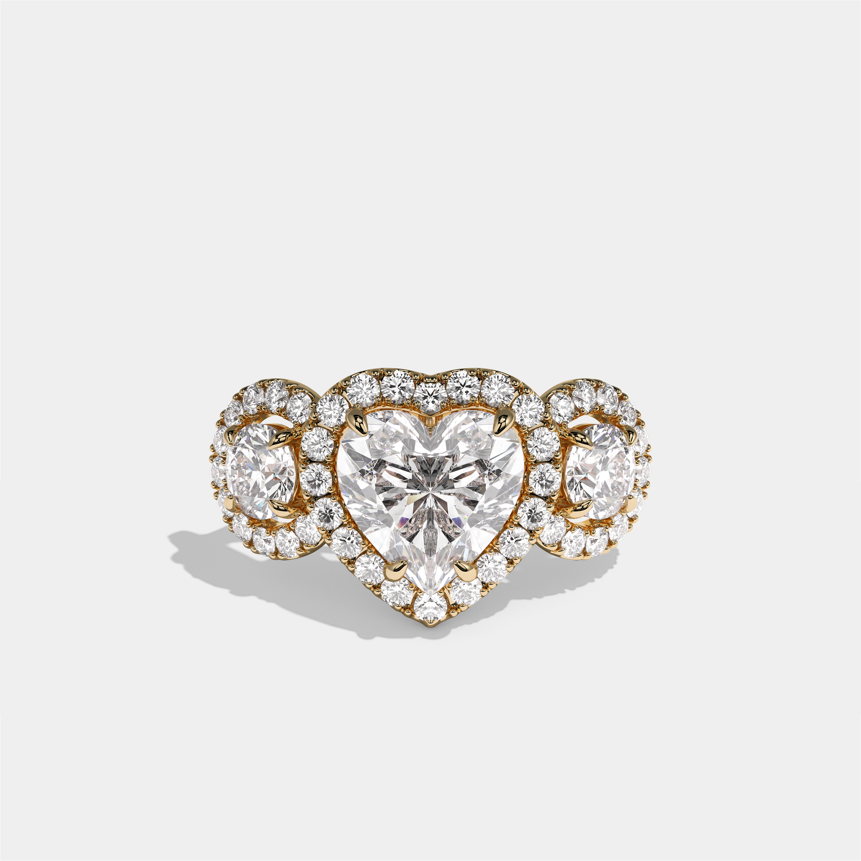 Blanche Countess Diamond Heart Halo Engagement Ring 18K Yellow Gold 12.00ct