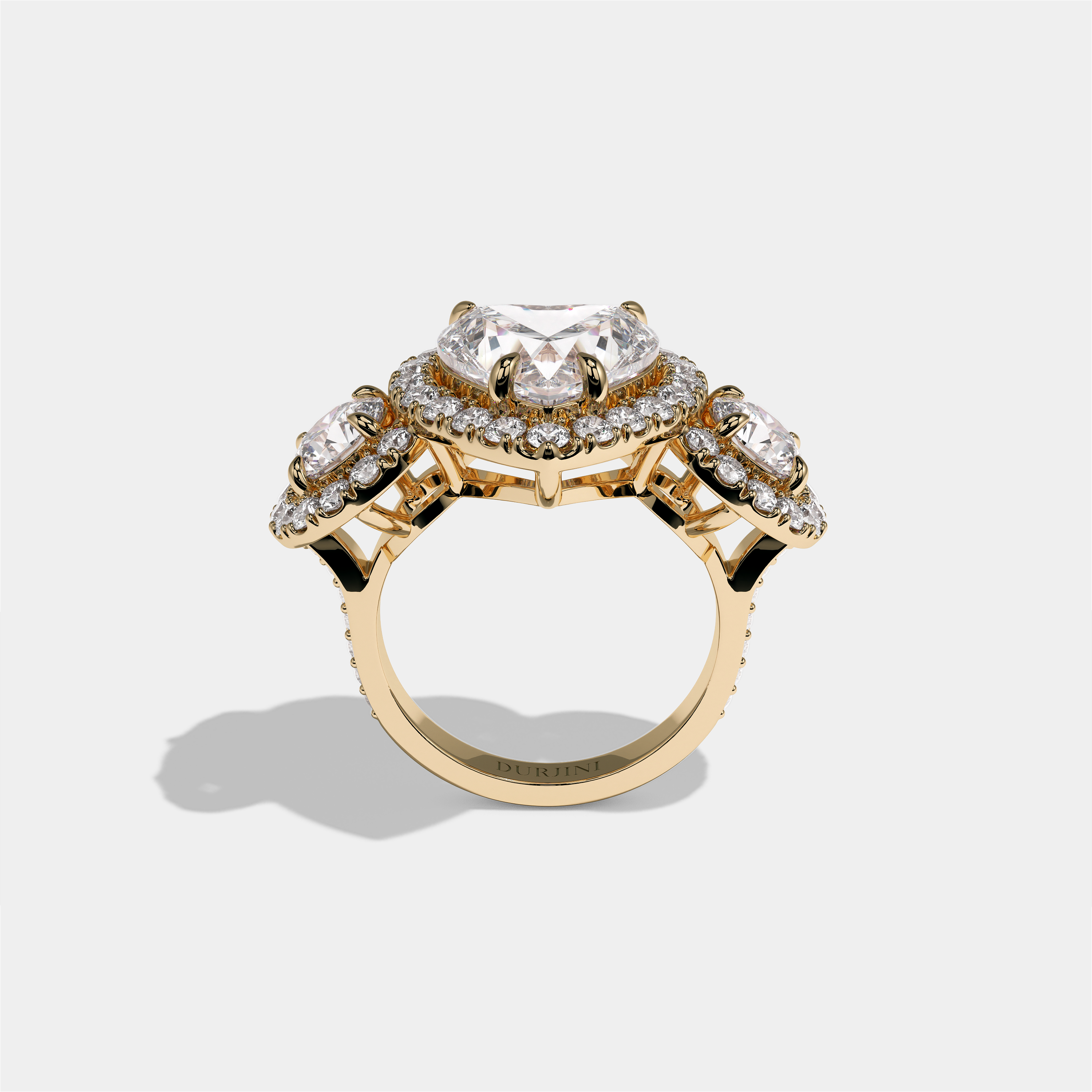 Blanche Countess Diamond Heart Halo Engagement Ring 18K Yellow Gold 12.00ct
